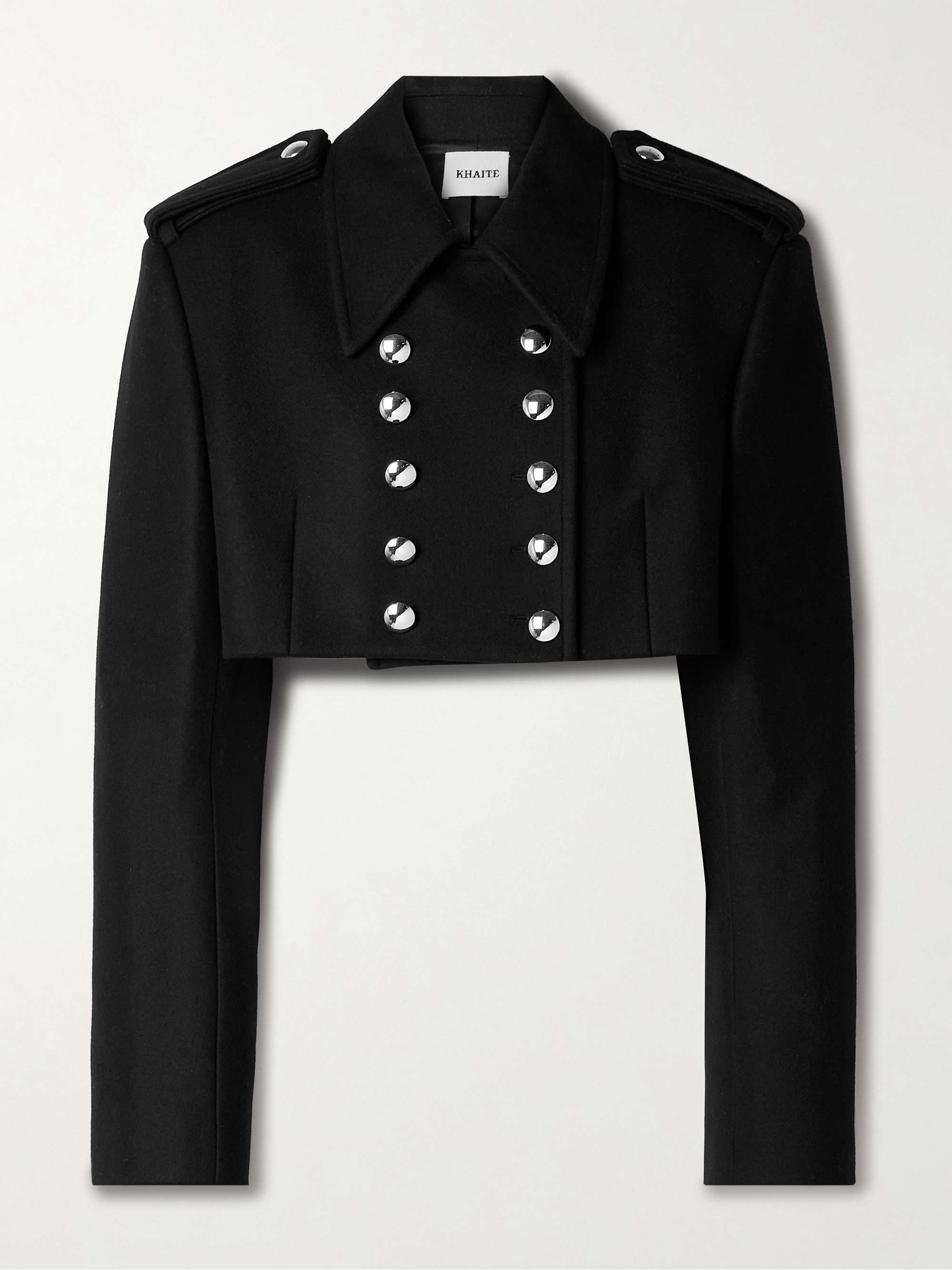 Leara double-breasted cropped wool-blend felt jacket view