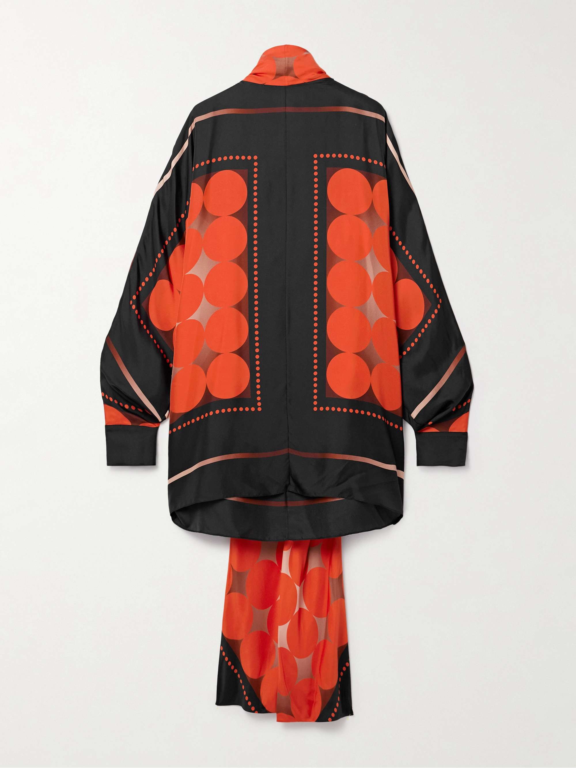Bex tie-neck printed silk-twill blouse view