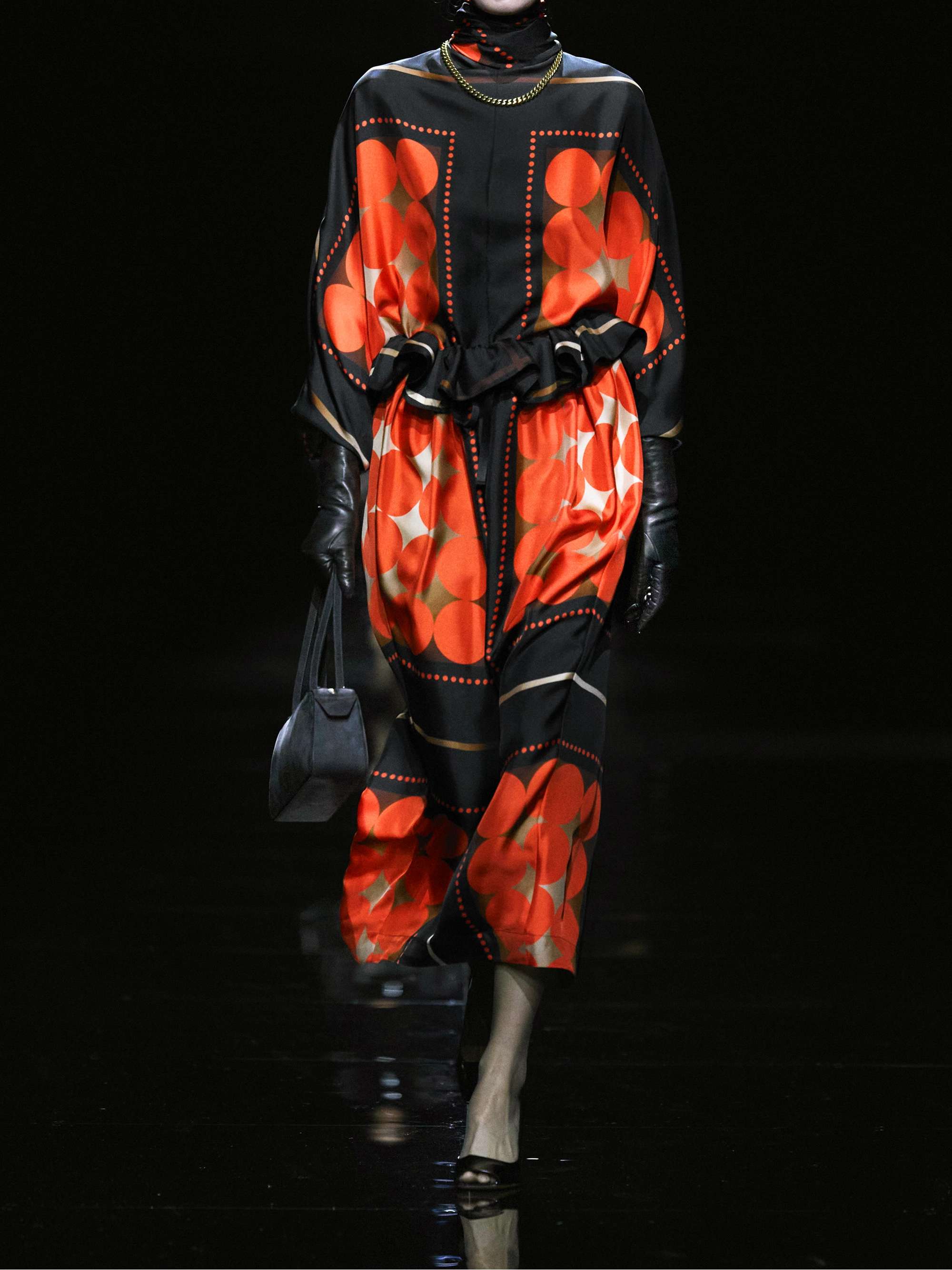 Bex tie-neck printed silk-twill blouse view
