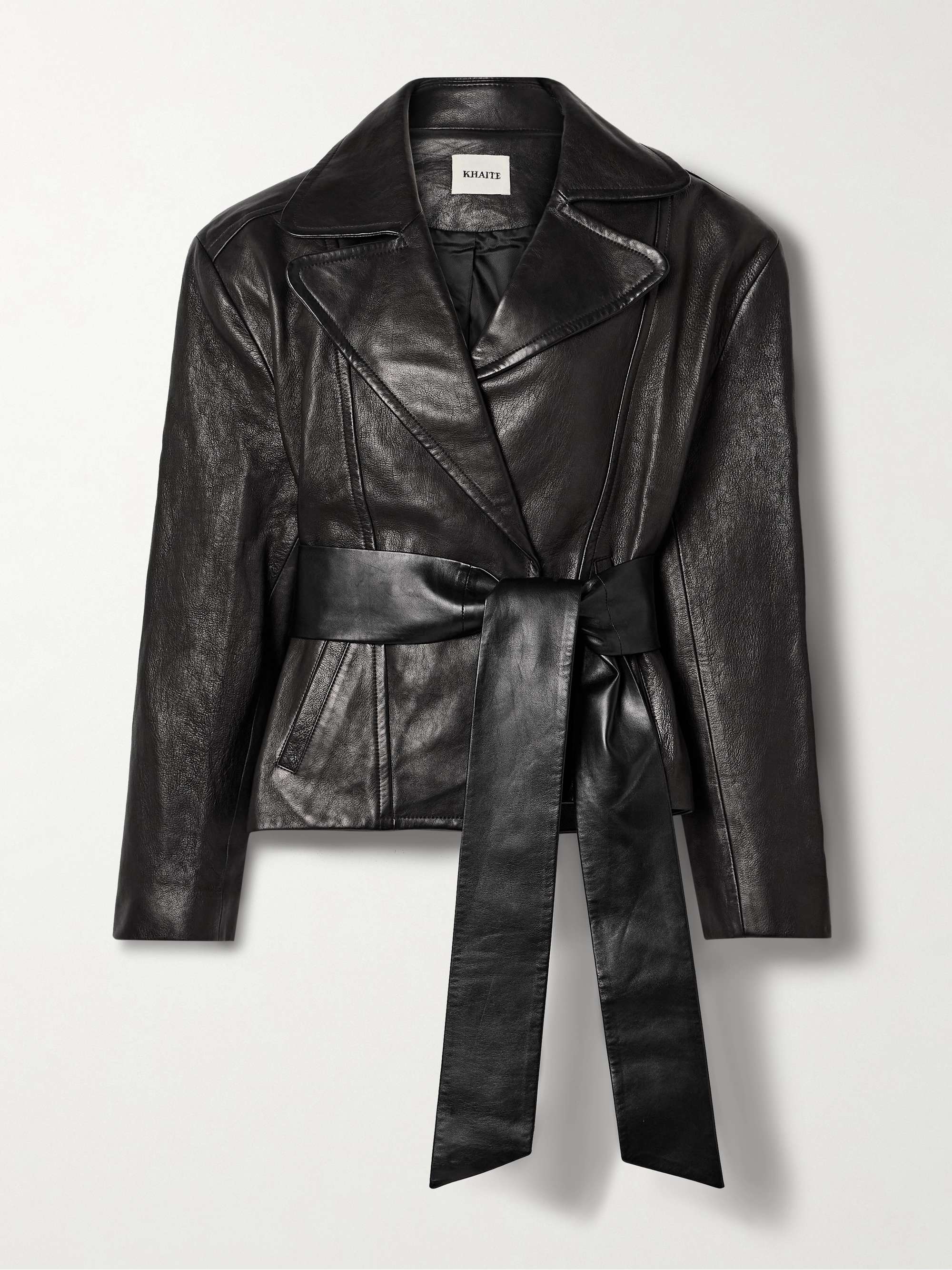 Dolores belted leather jacket view