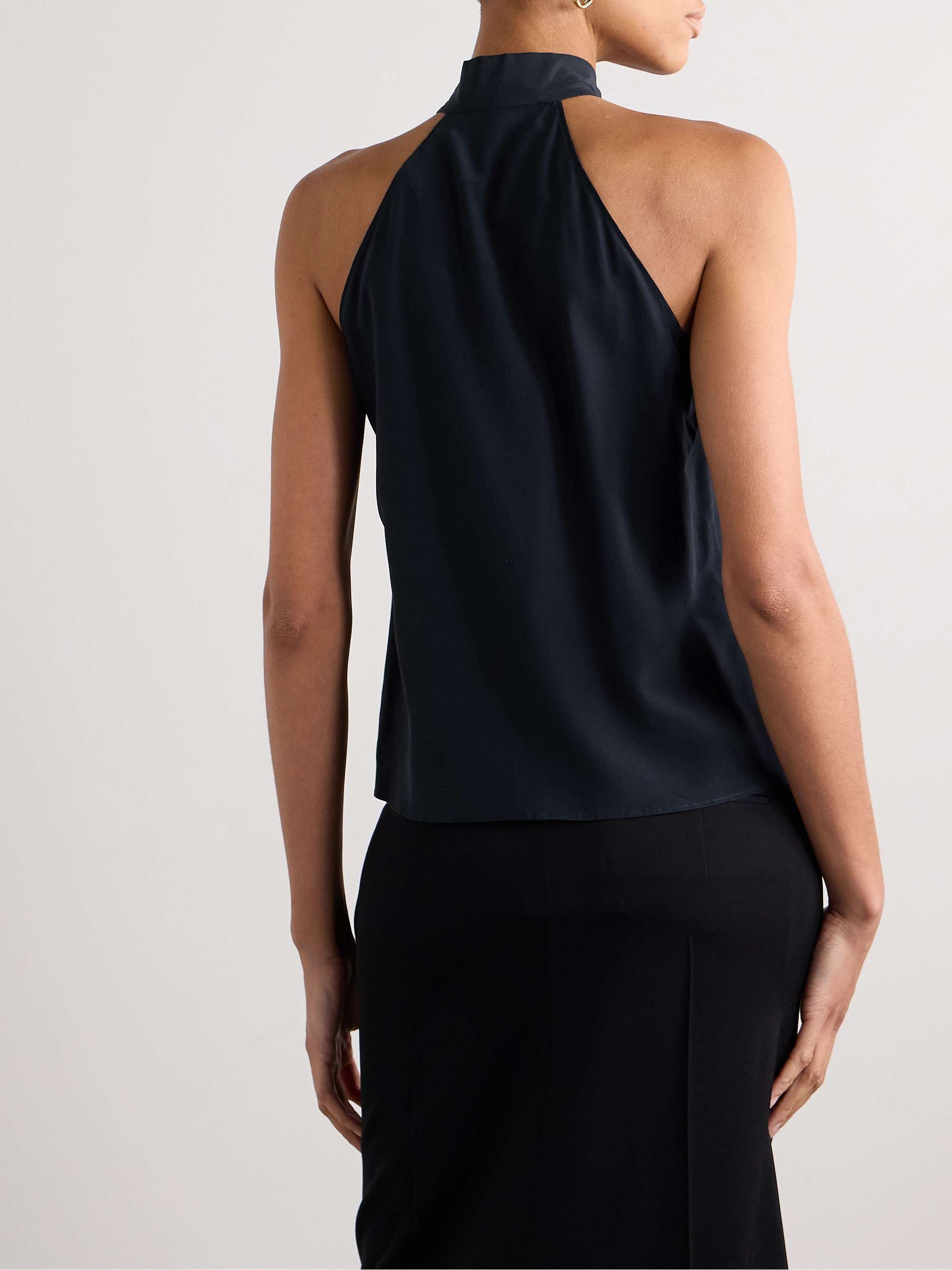 Zelie pussy-bow silk crepe de chine tank view