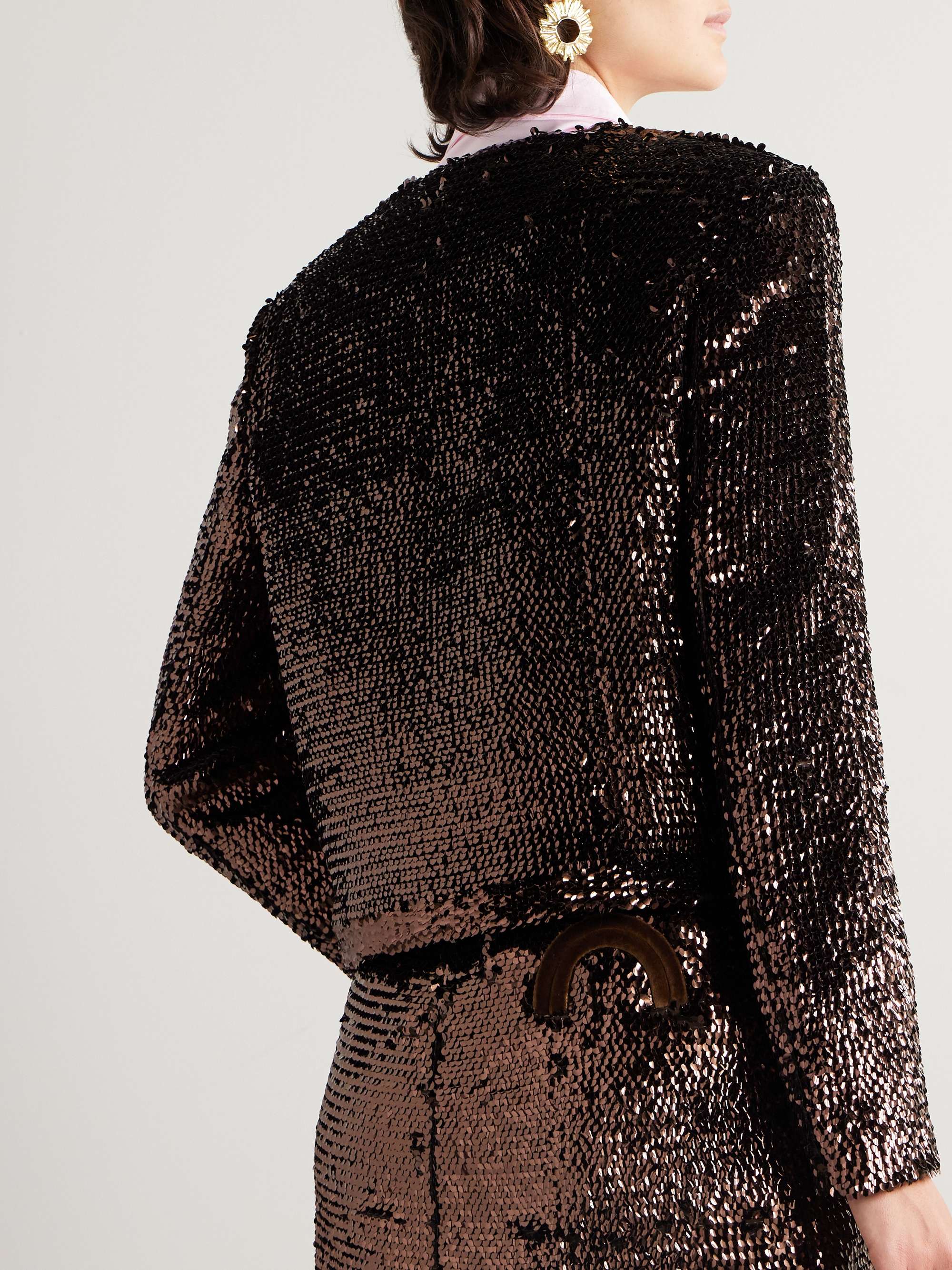 Tropicana Shamo cotton velvet-trimmed sequined satin jacket view