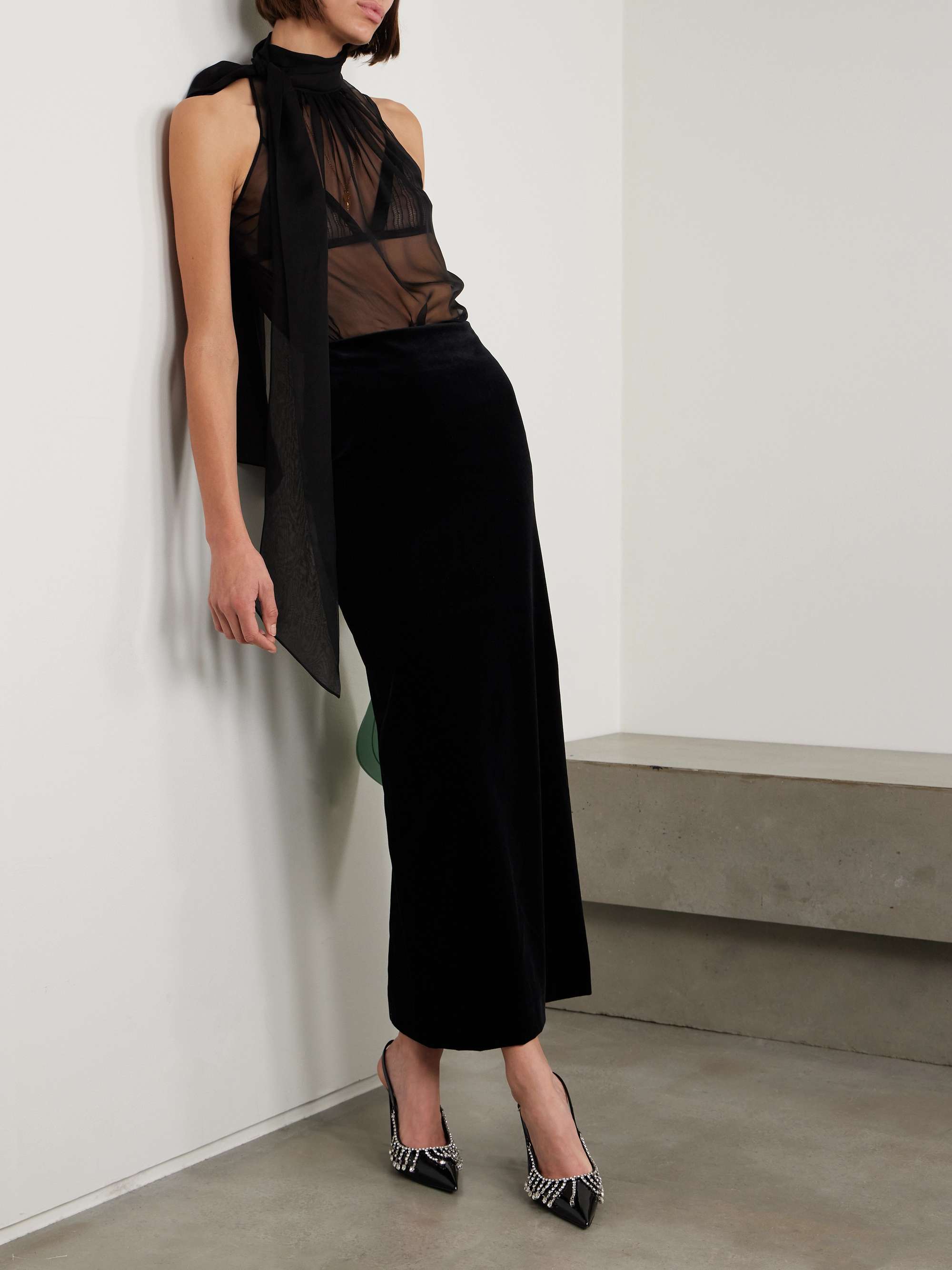 Sussex cotton-velvet midi skirt view