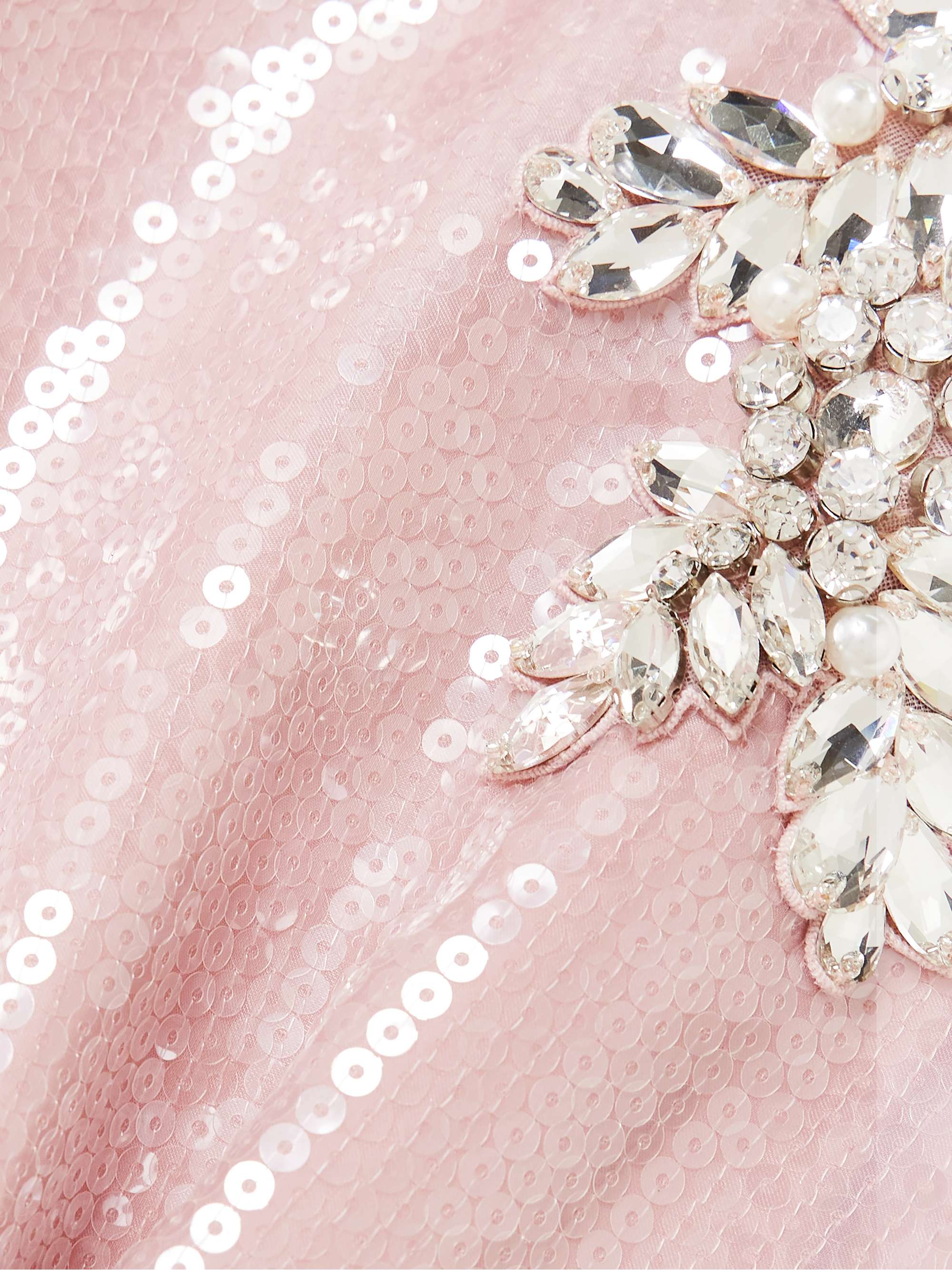 Sequined silk and embellished tulle midi dress view