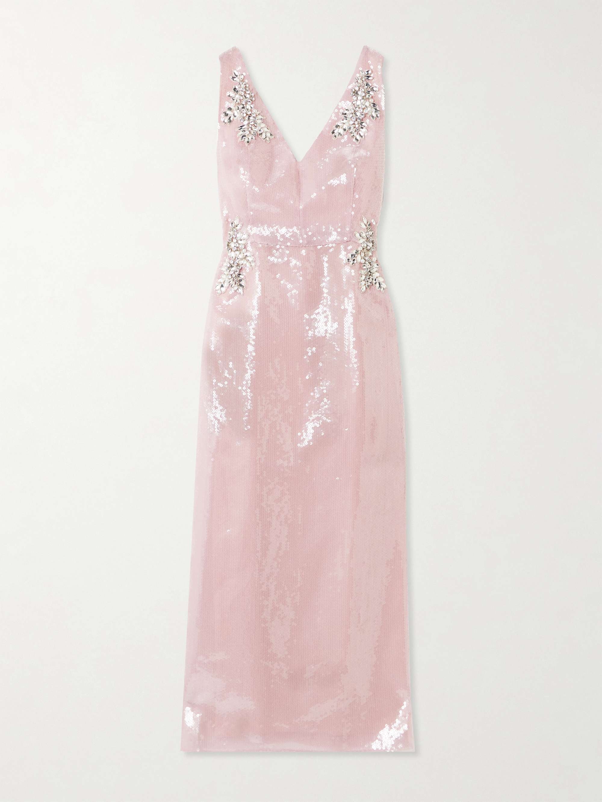 Sequined silk and embellished tulle midi dress view