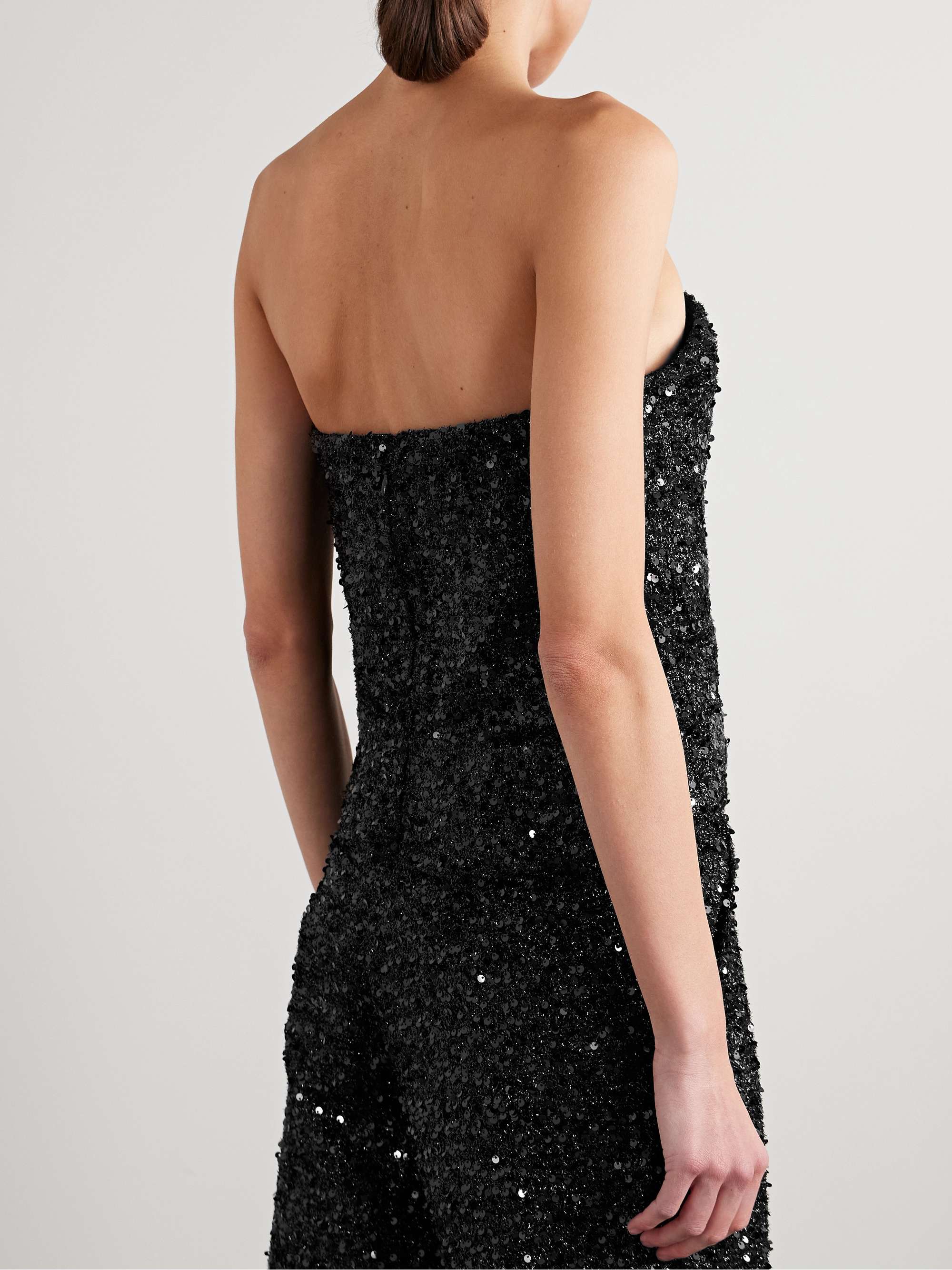 Aviana strapless sequined metallic tulle top view