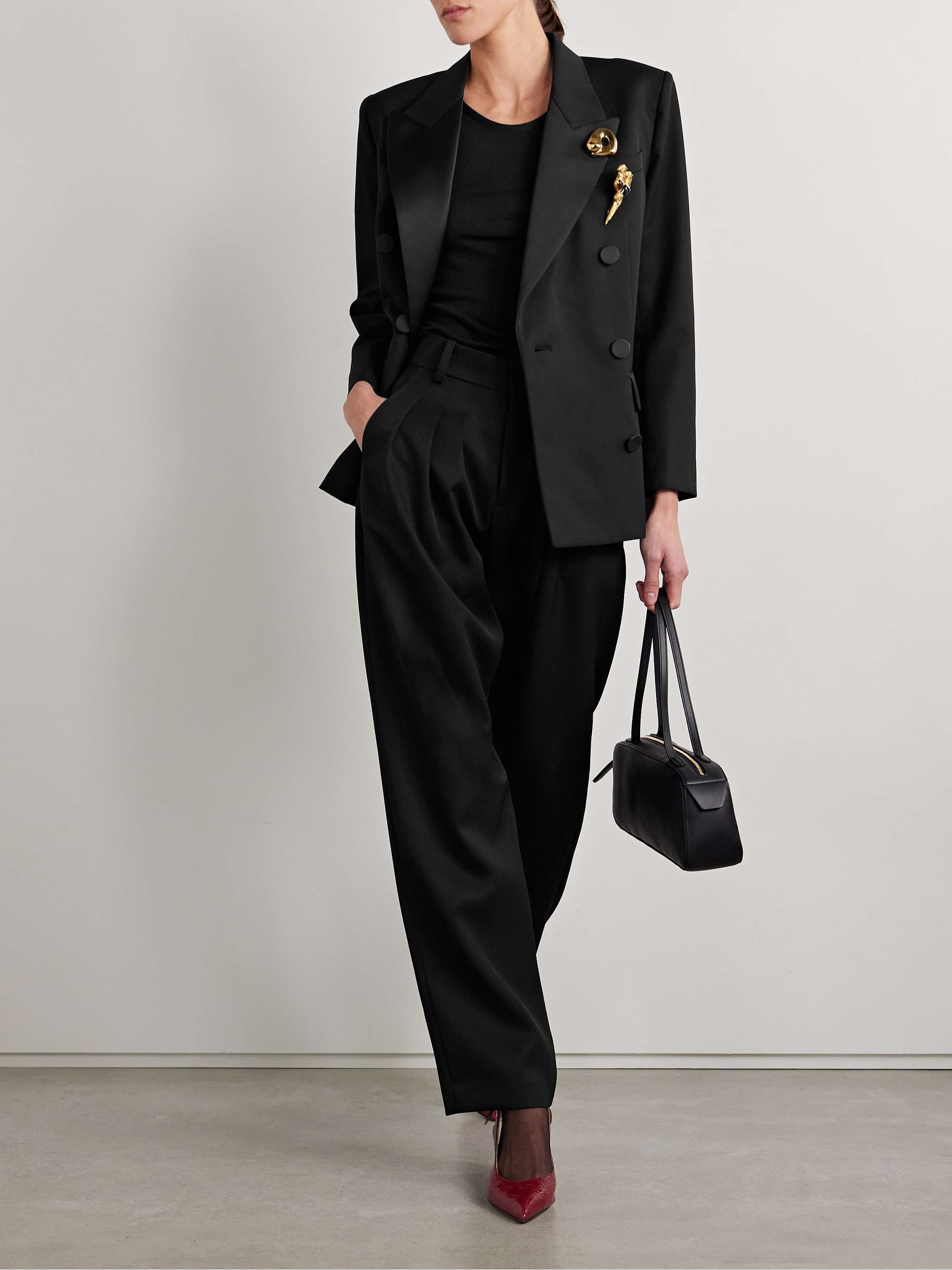 Natalia double-breasted wool-twill blazer view