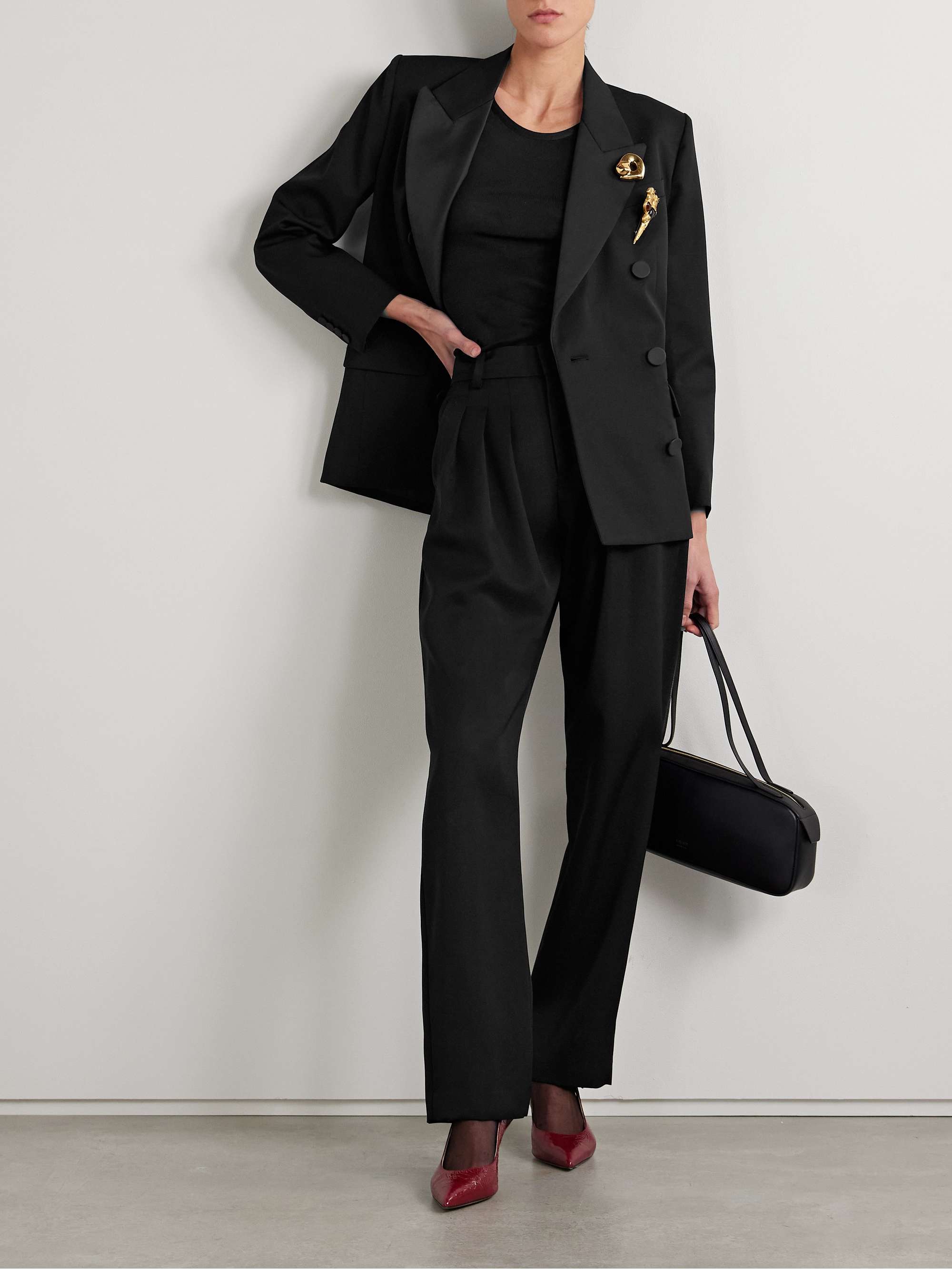 Casile pleated wool-twill tapered pants view