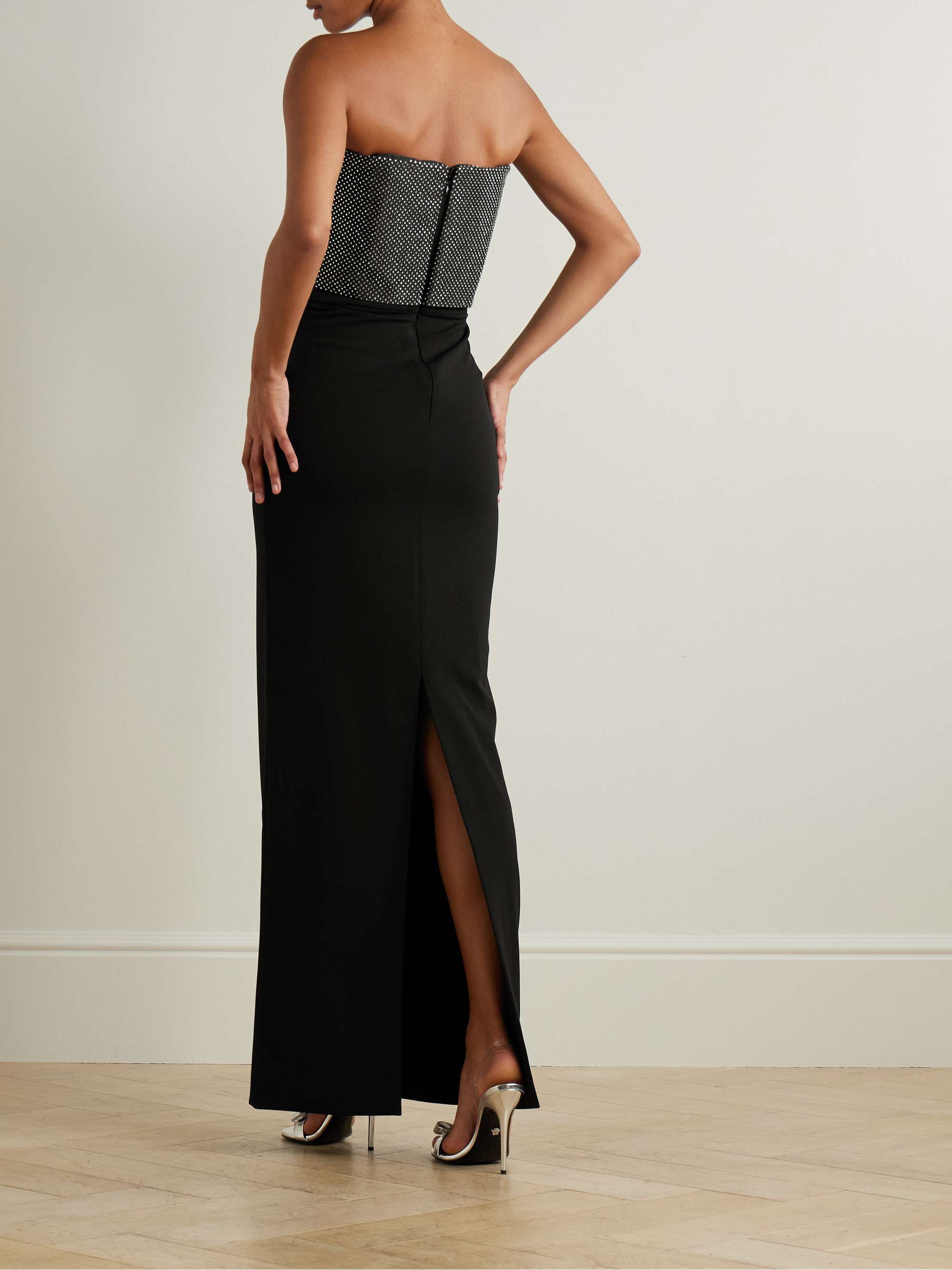 Brandi strapless layered crystal-embellished satin-twill trimmed stretch-cady gown view