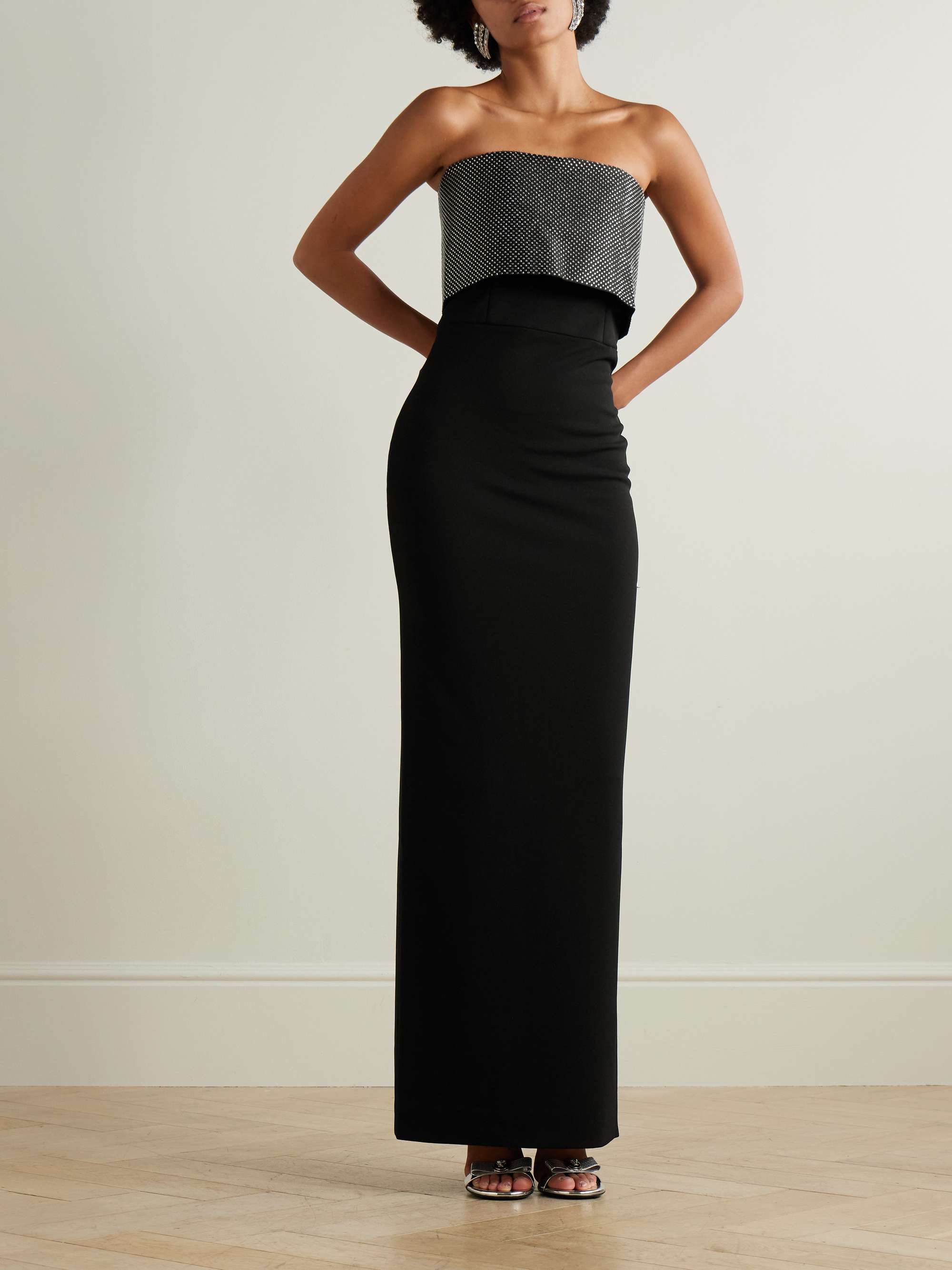 Brandi strapless layered crystal-embellished satin-twill trimmed stretch-cady gown view