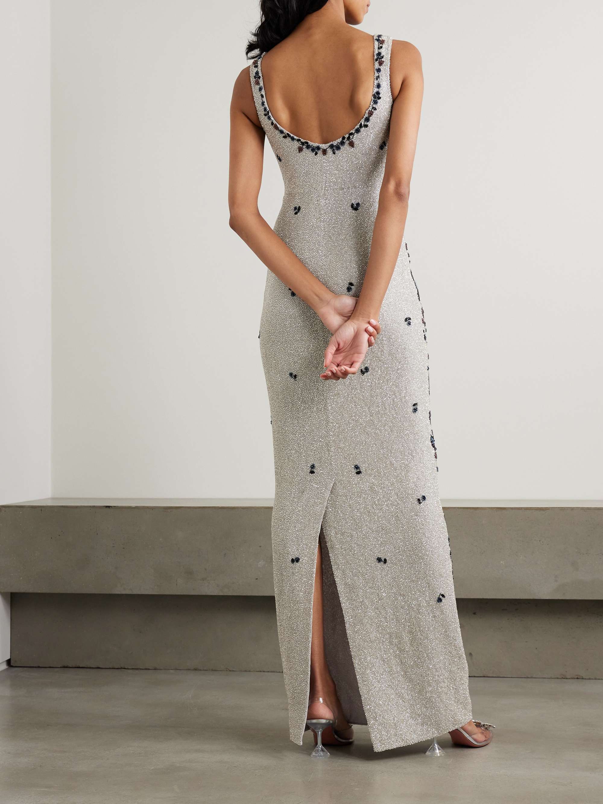 Orchid bead-embellished stretch-tulle gown view