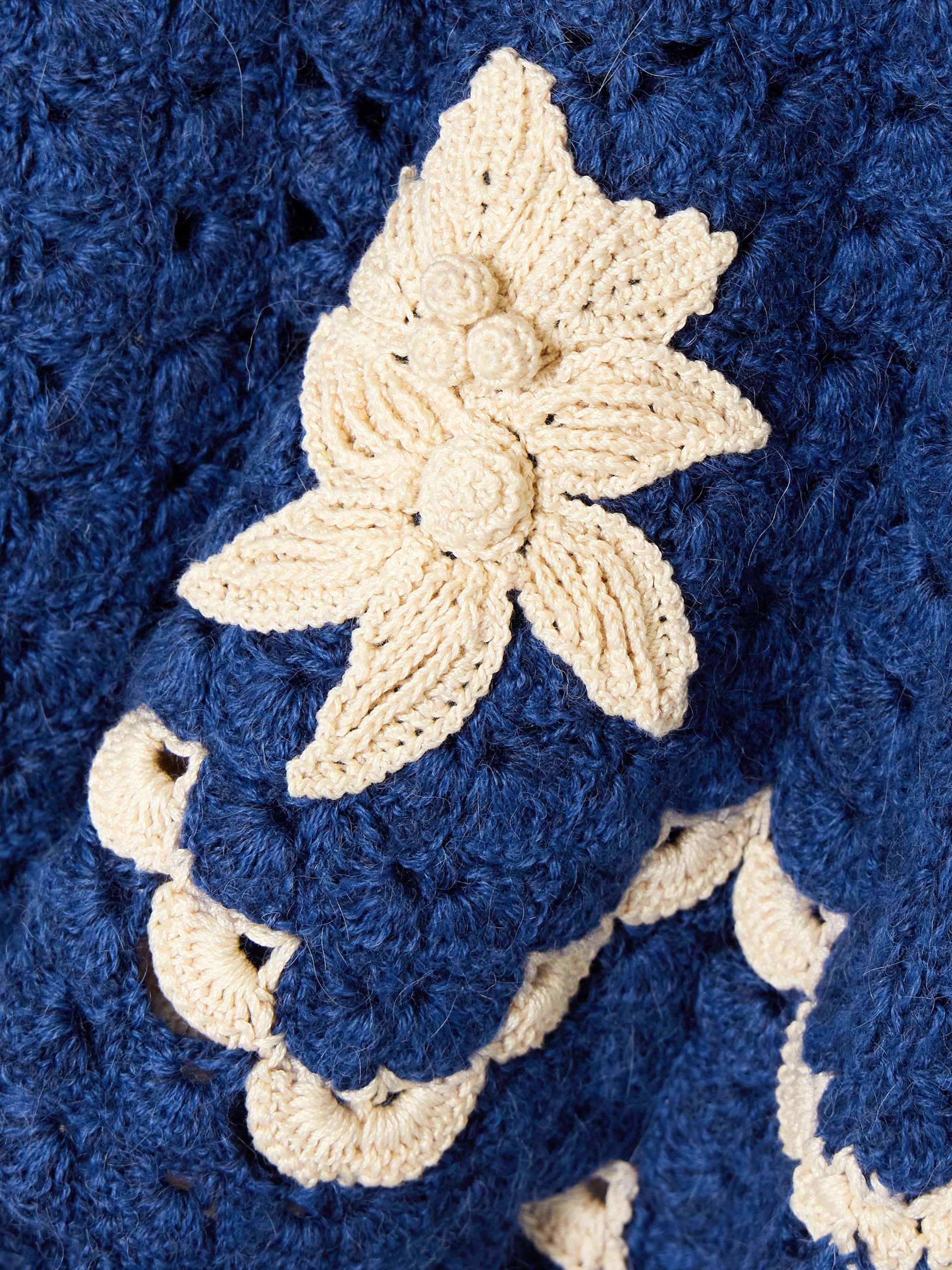 + ESCVDO Muhu cropped crocheted alpaca top view