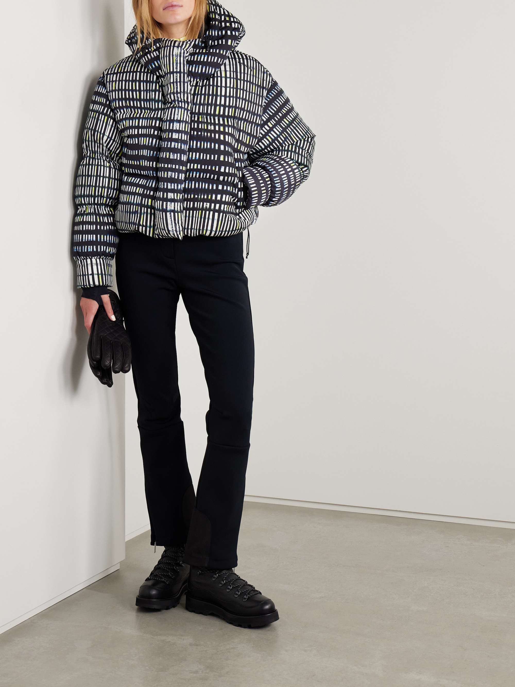 Aomori hooded printed quilted down ski jacket view