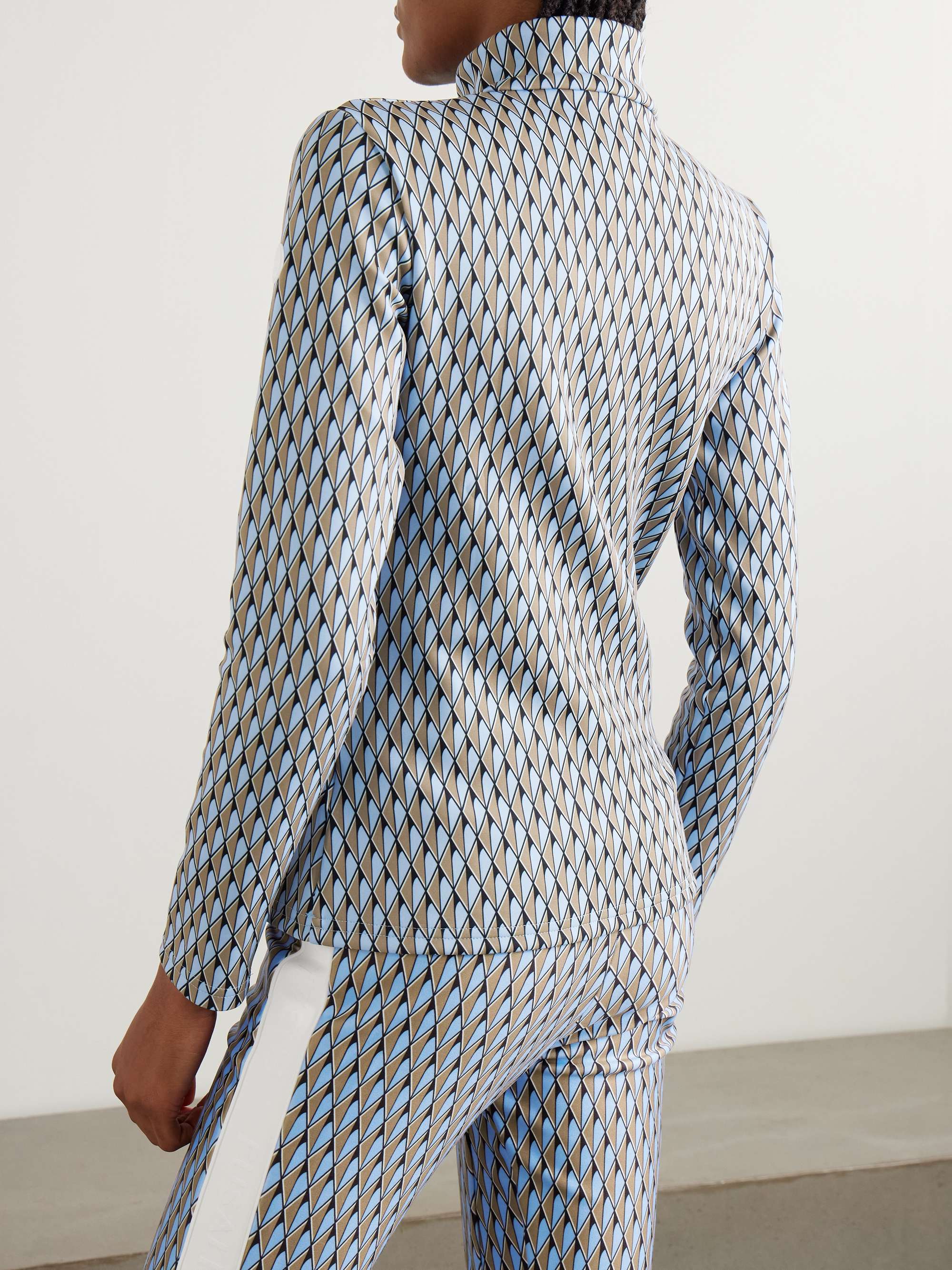 Orion printed ponte half-zip top view