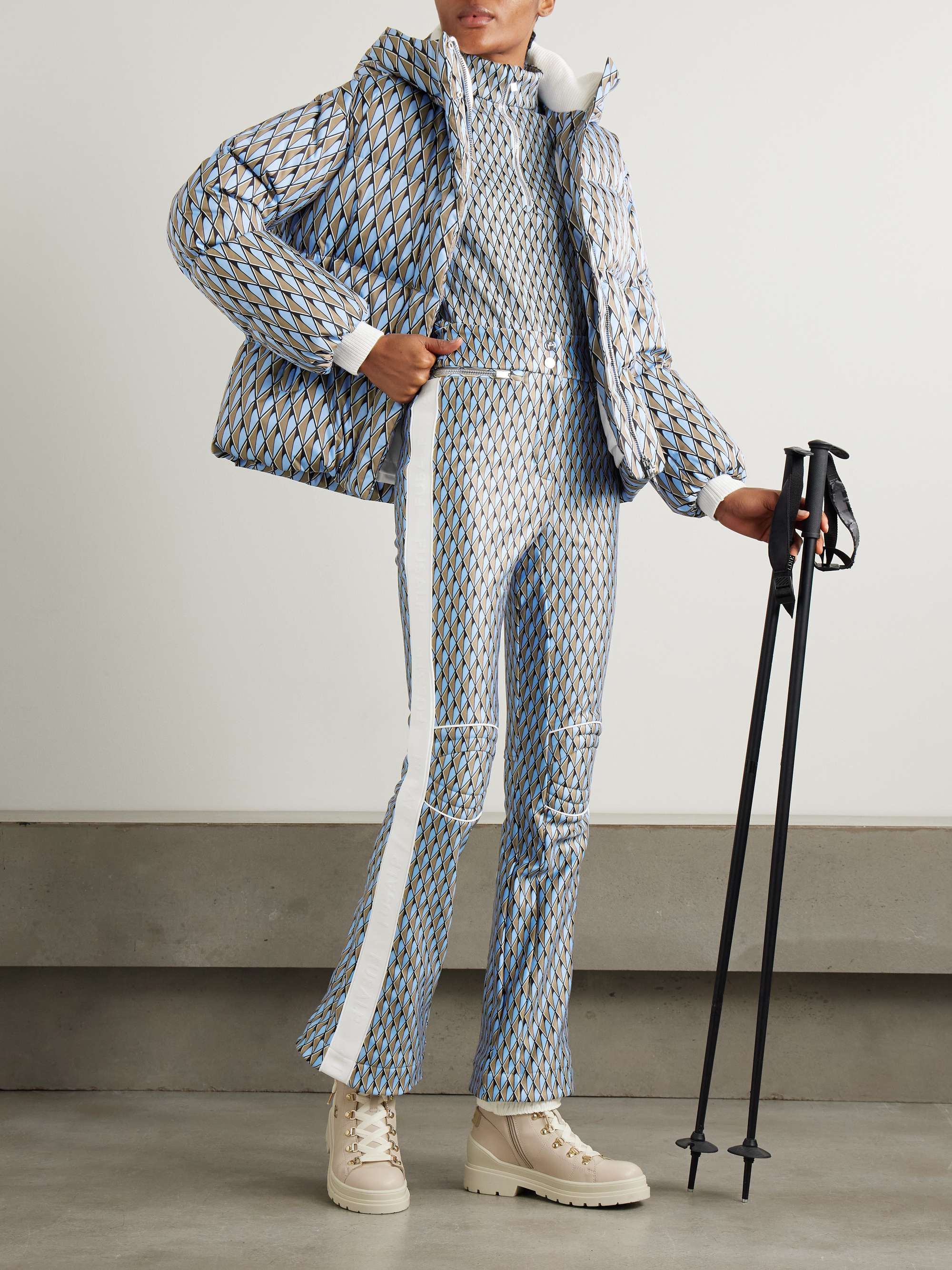 Orion printed ponte half-zip top view