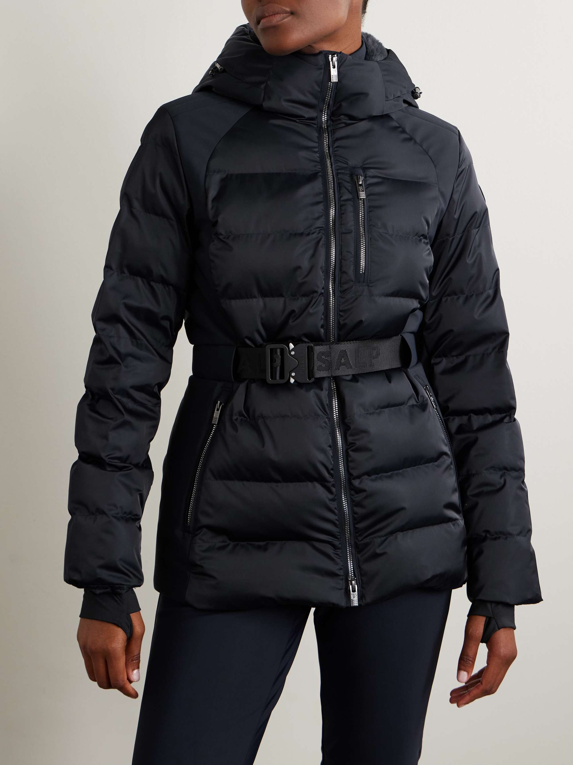 Maela faux fur-trimmed quilted hooded ski jacket view