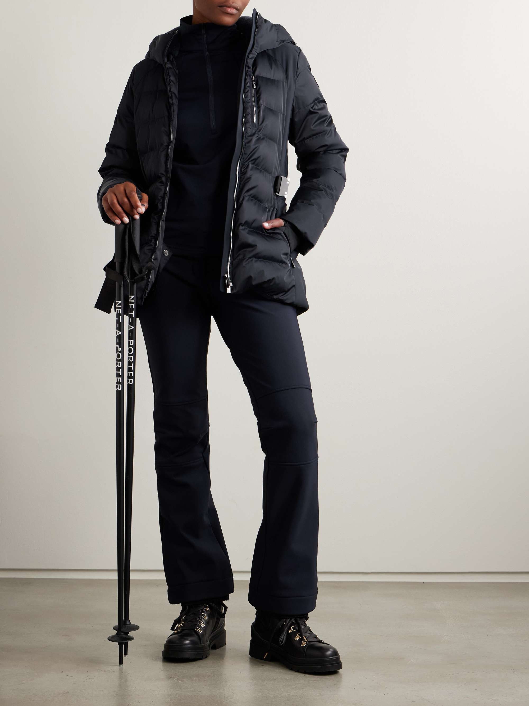 Maela faux fur-trimmed quilted hooded ski jacket view