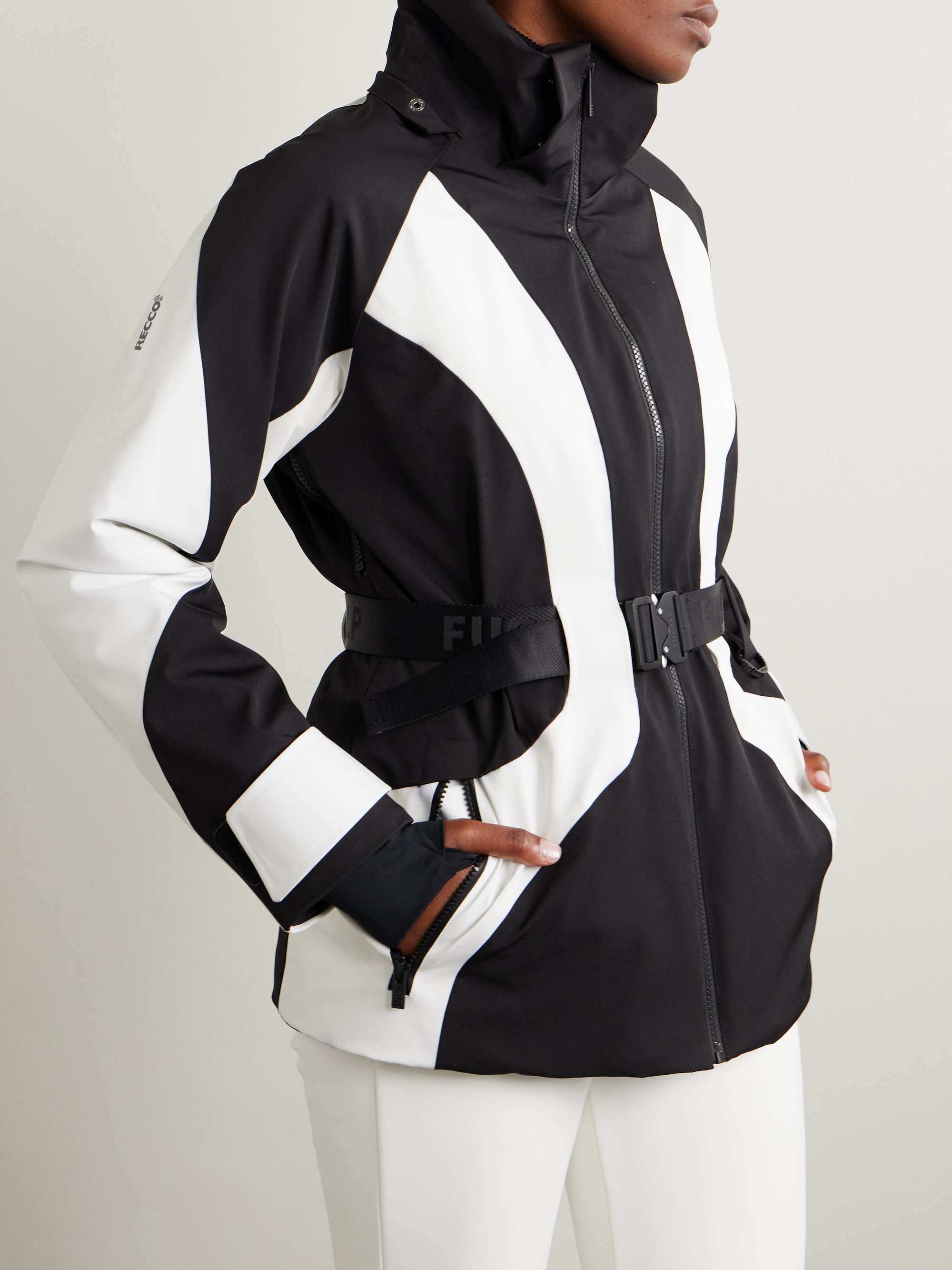 Lexa belted hooded two-tone ski jacket view
