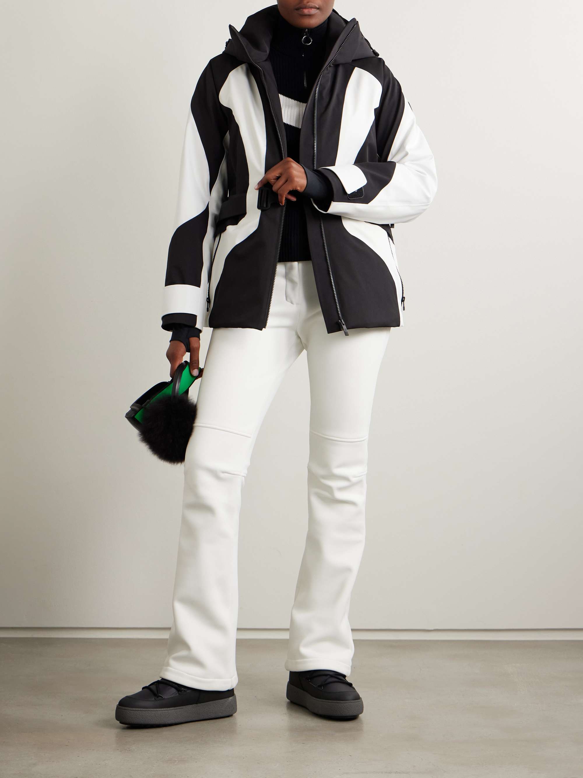 Lexa belted hooded two-tone ski jacket view