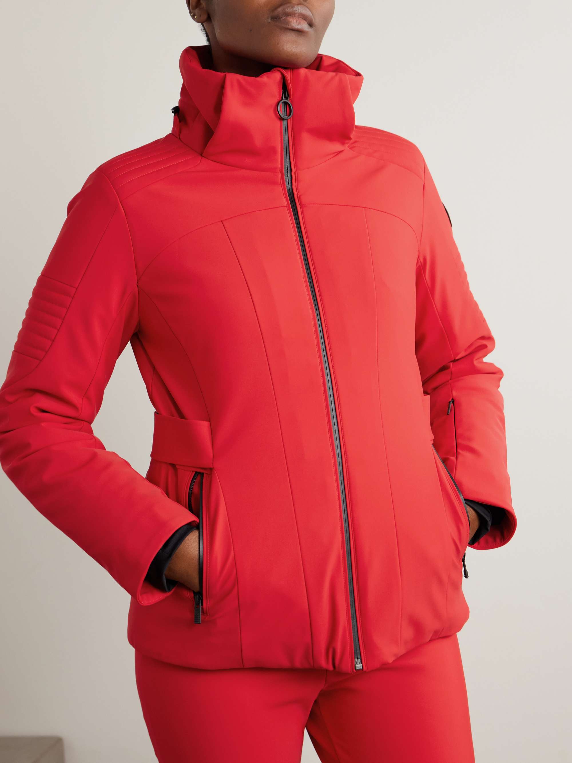 Katarina hooded paneled shell ski jacket view