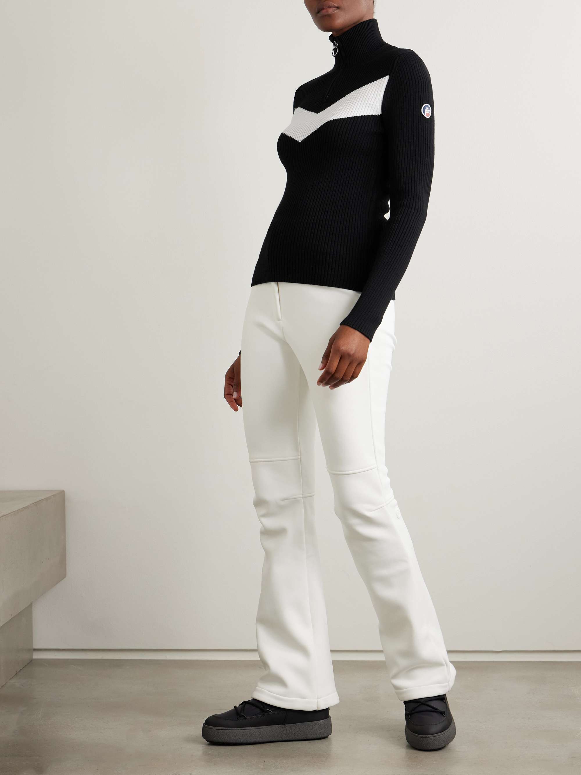 Andromede striped ribbed-knit half-zip sweater view