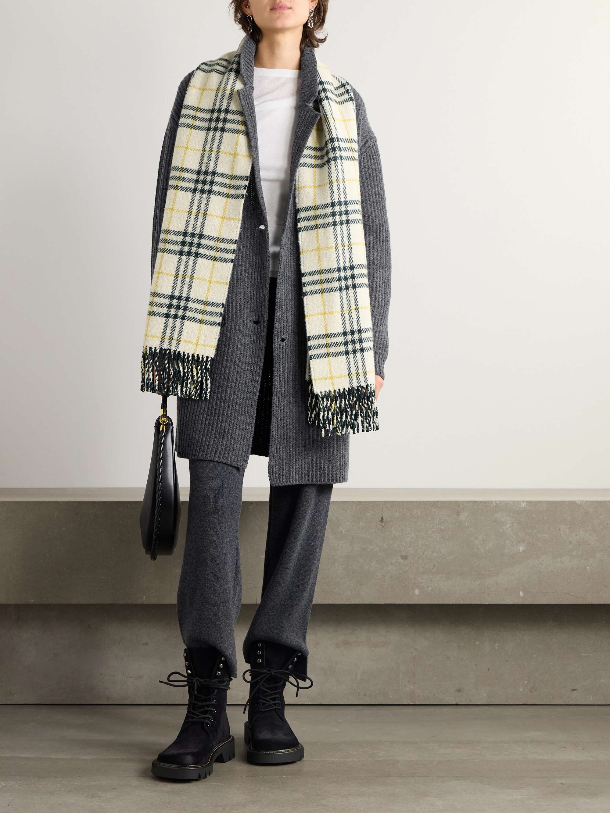 Double-breasted ribbed wool cardigan view
