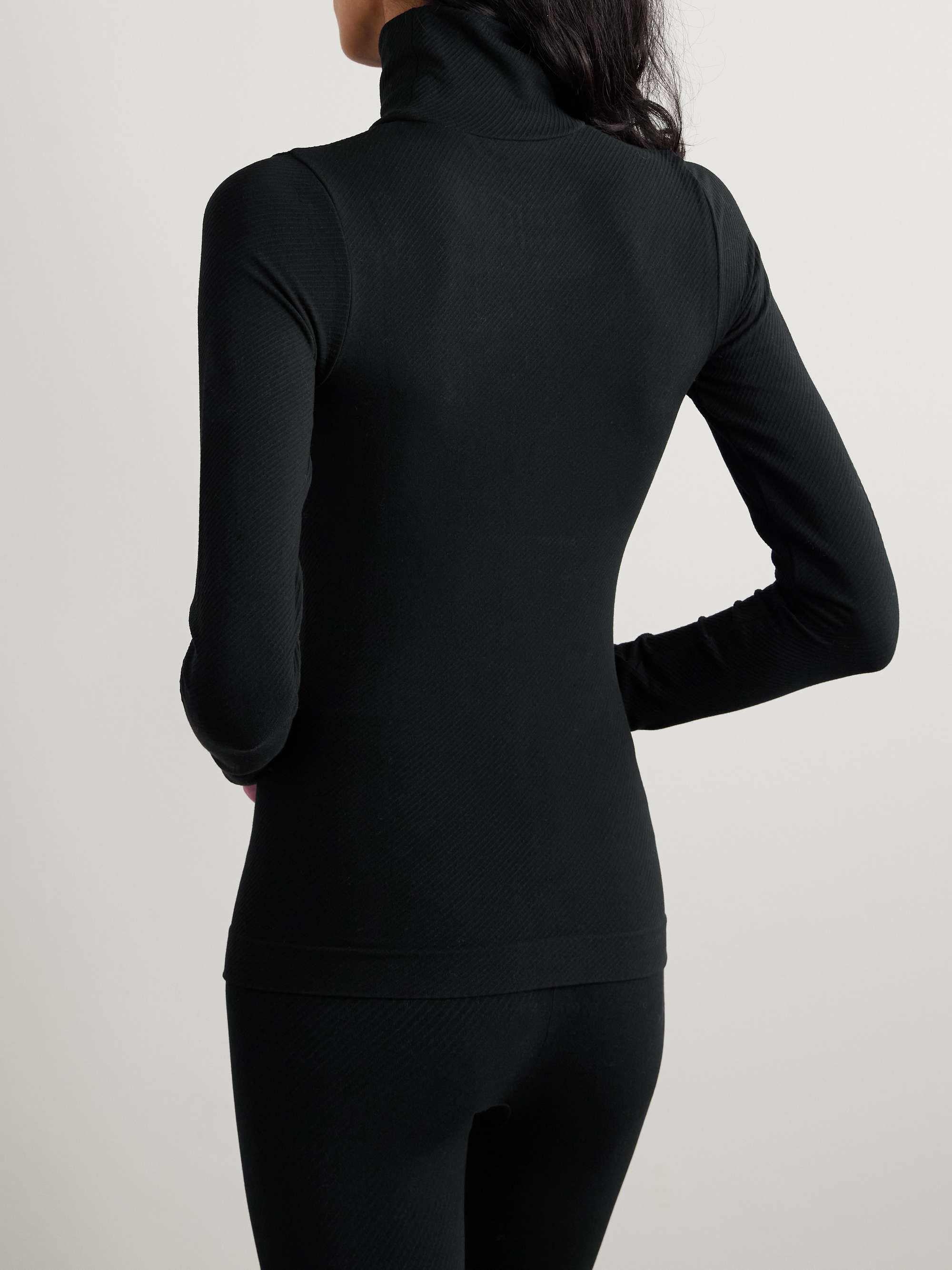 Ribbed thermal modal-blend turtleneck top view