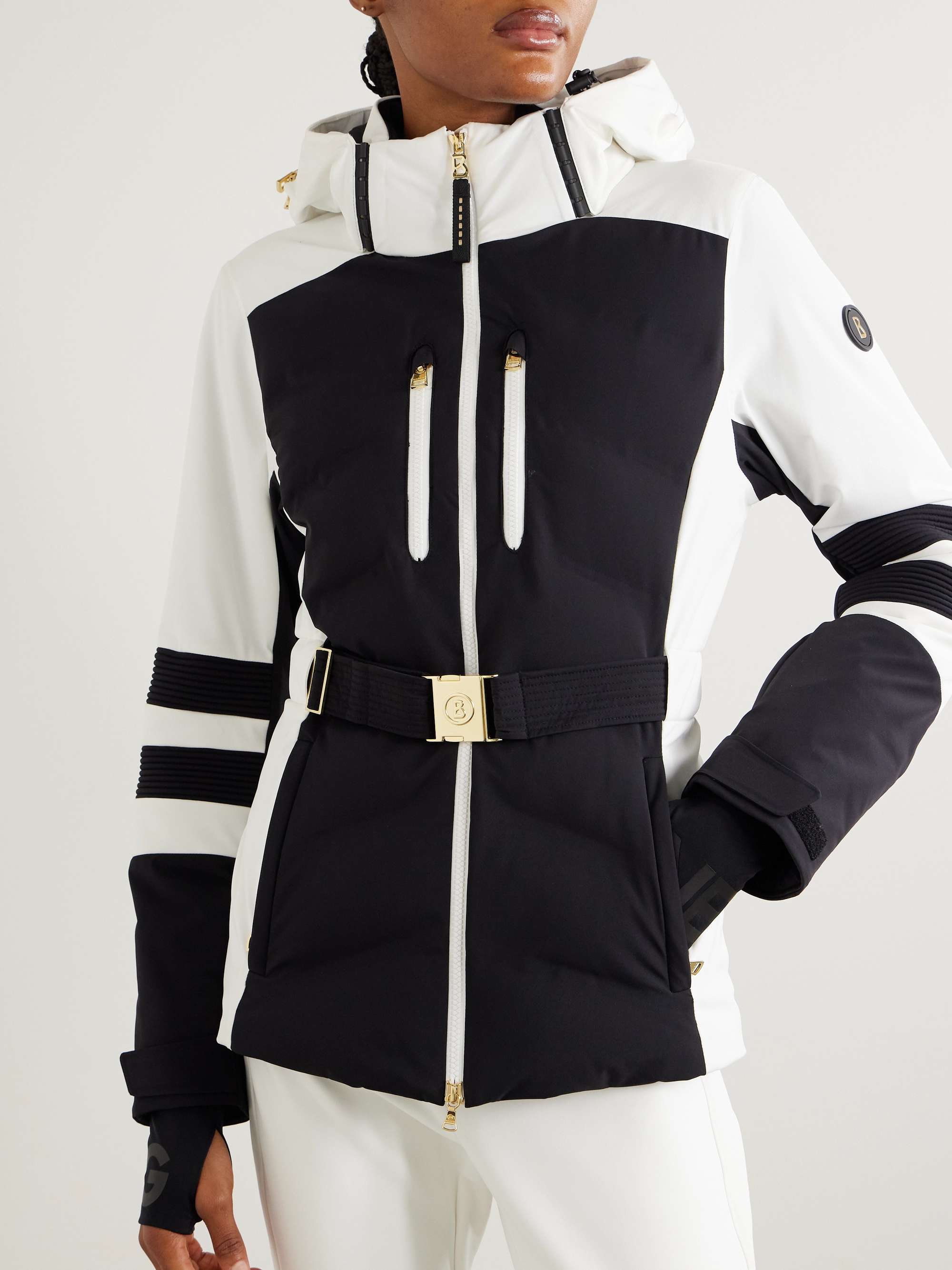 Kira belted hooded quilted ski jacket view