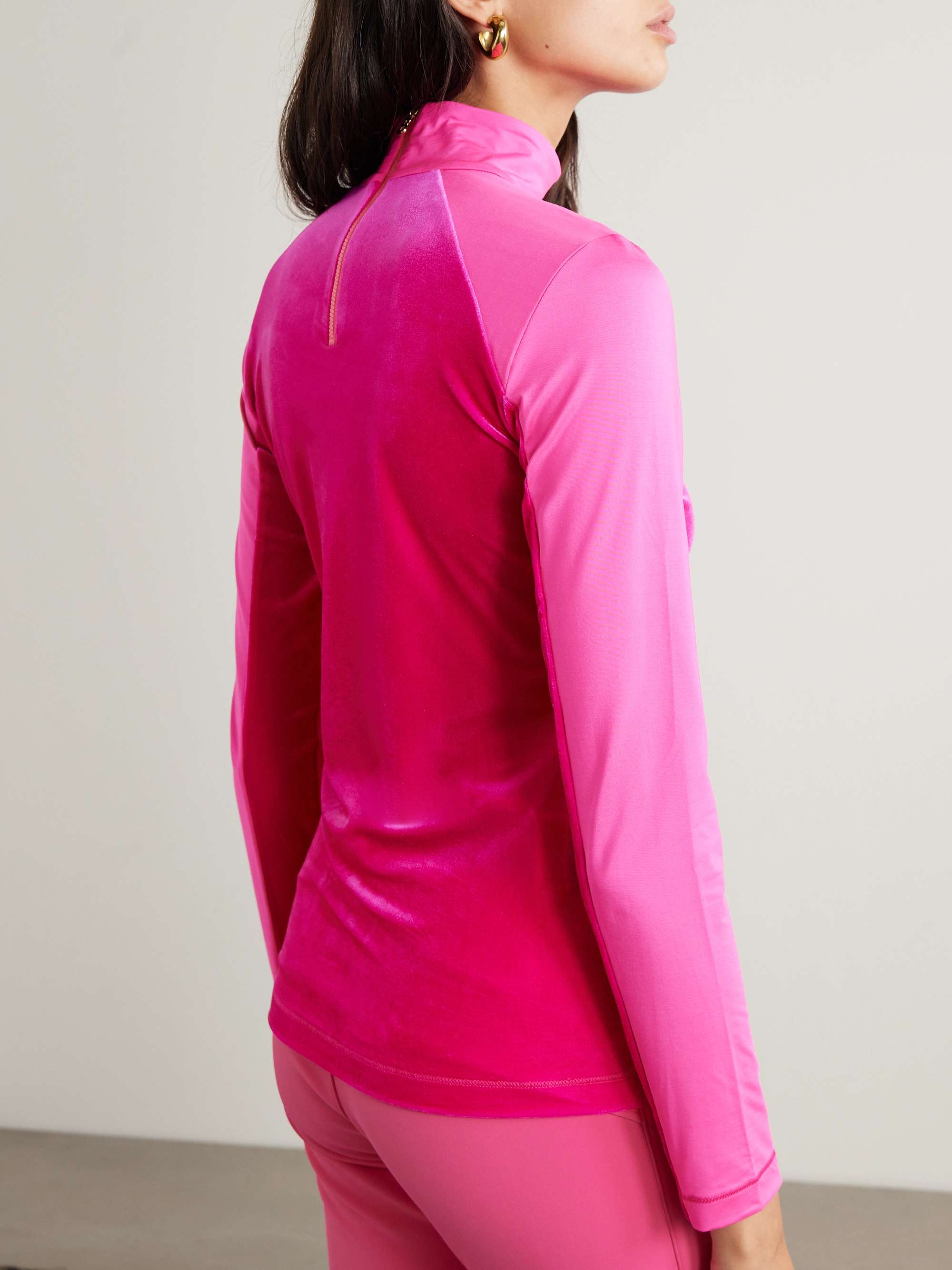 Milu stretch-velour and shell turtleneck top view