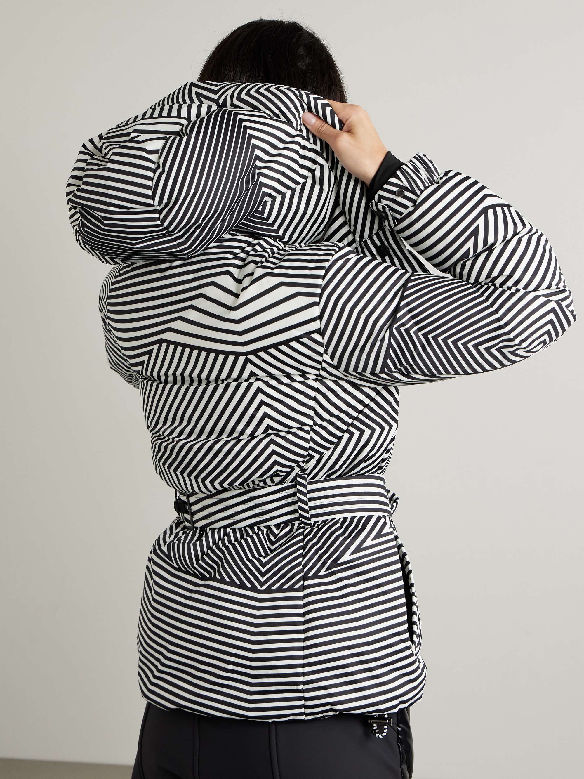 Candice hooded belted printed down ski jacket view