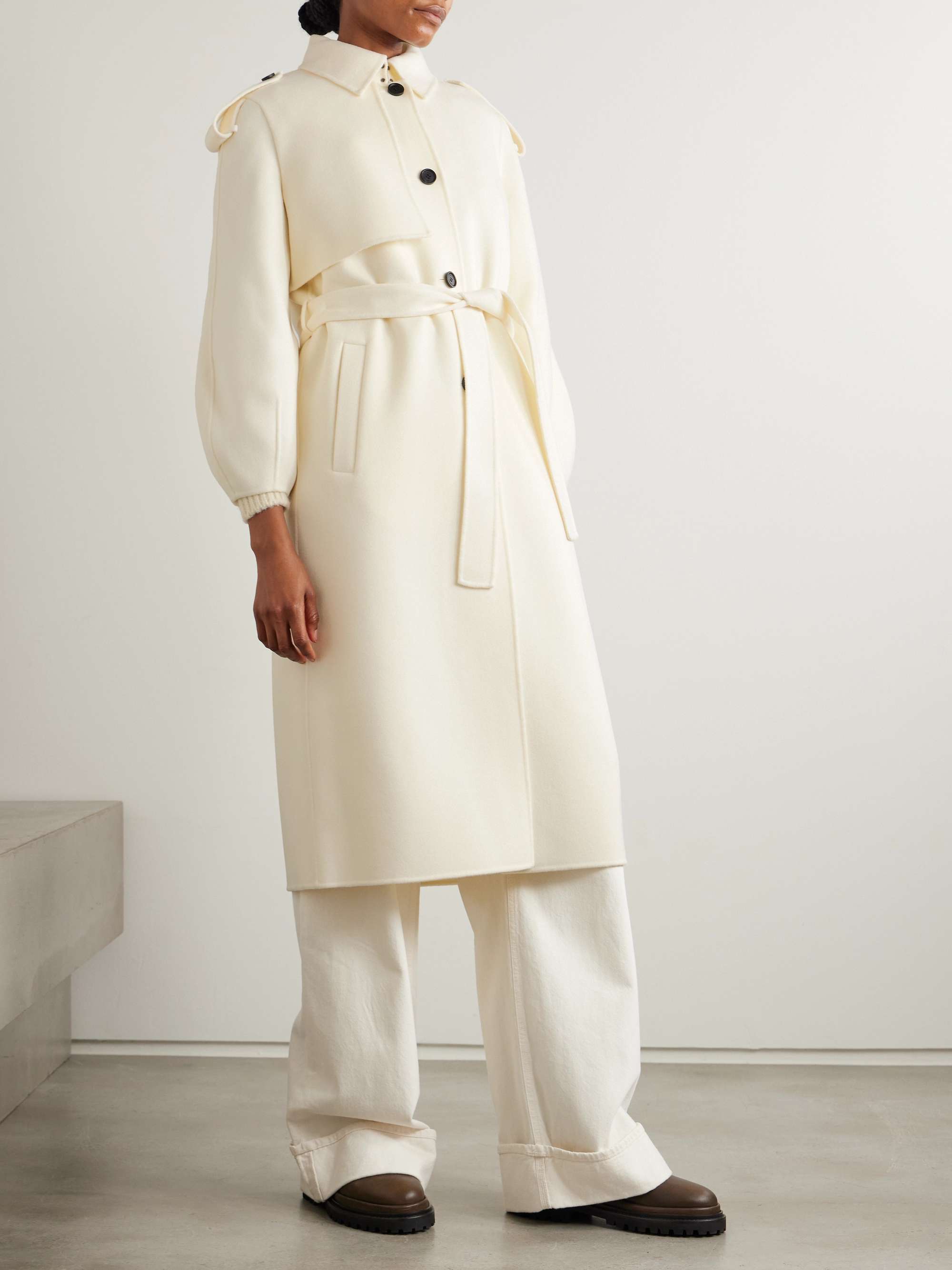 Ceyla belted wool-felt trench coat view