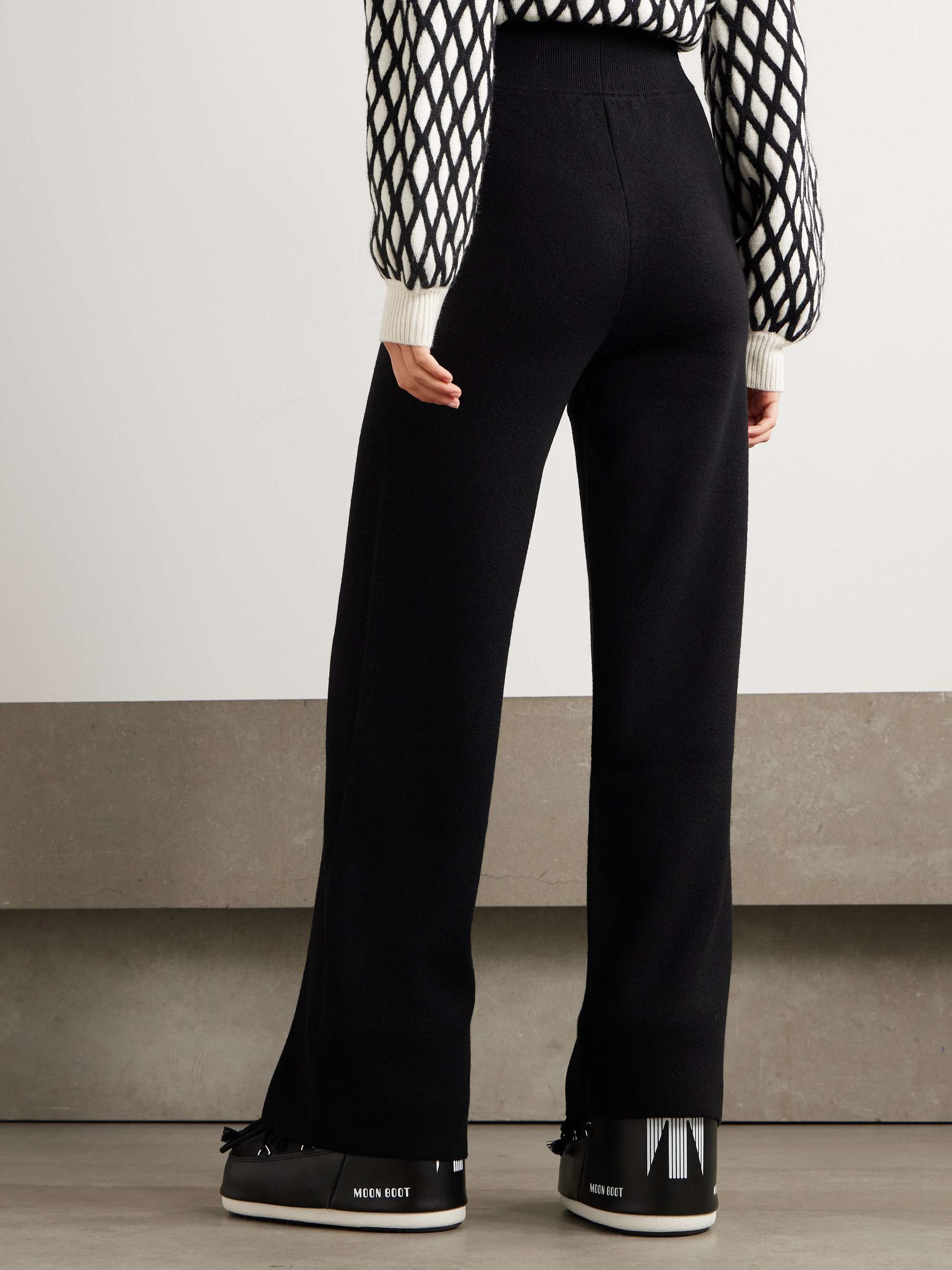 Embroidered knitted wool wide-leg pants view