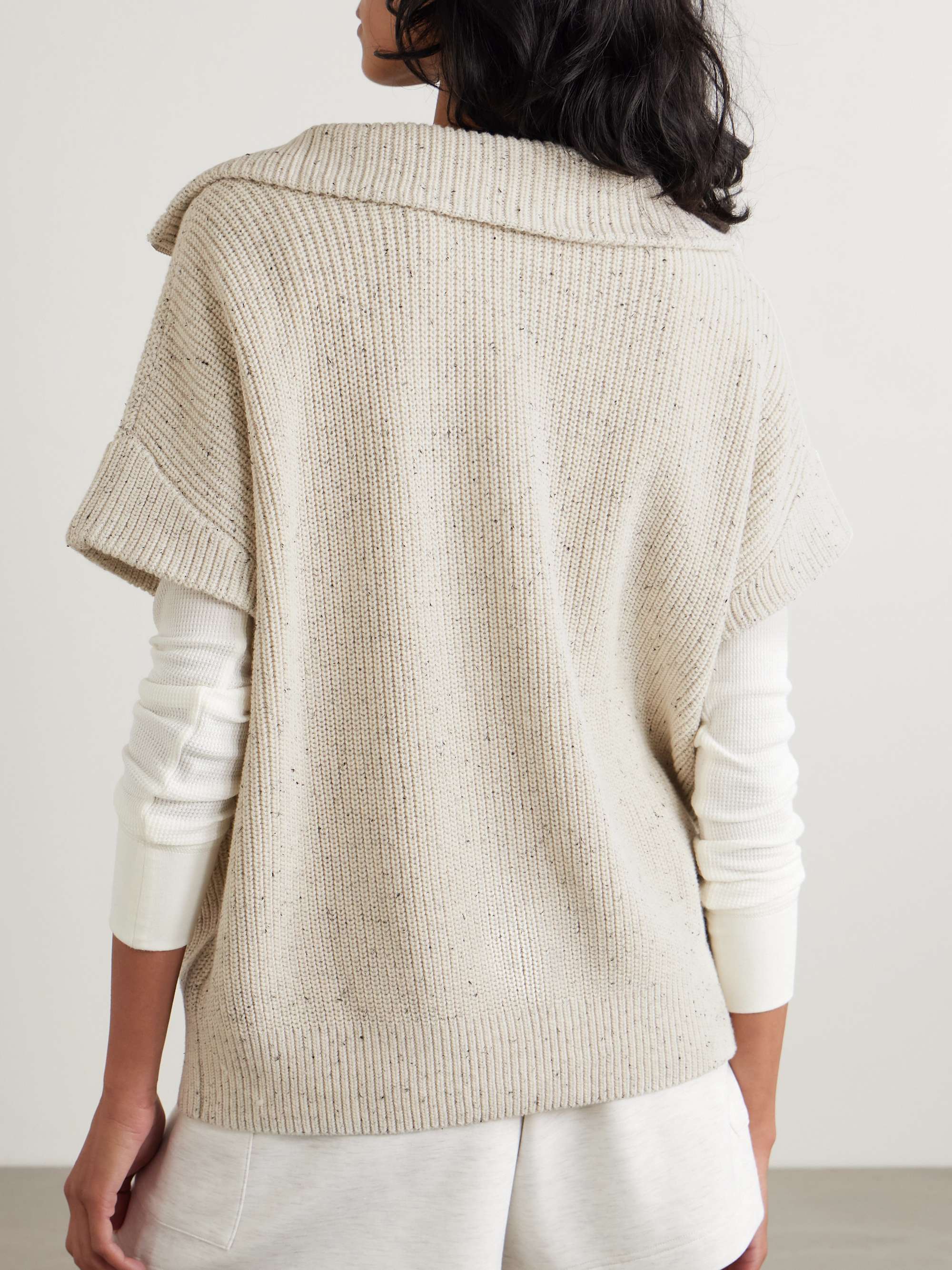 Reagan half-zip ribbed-knit cotton sweater view