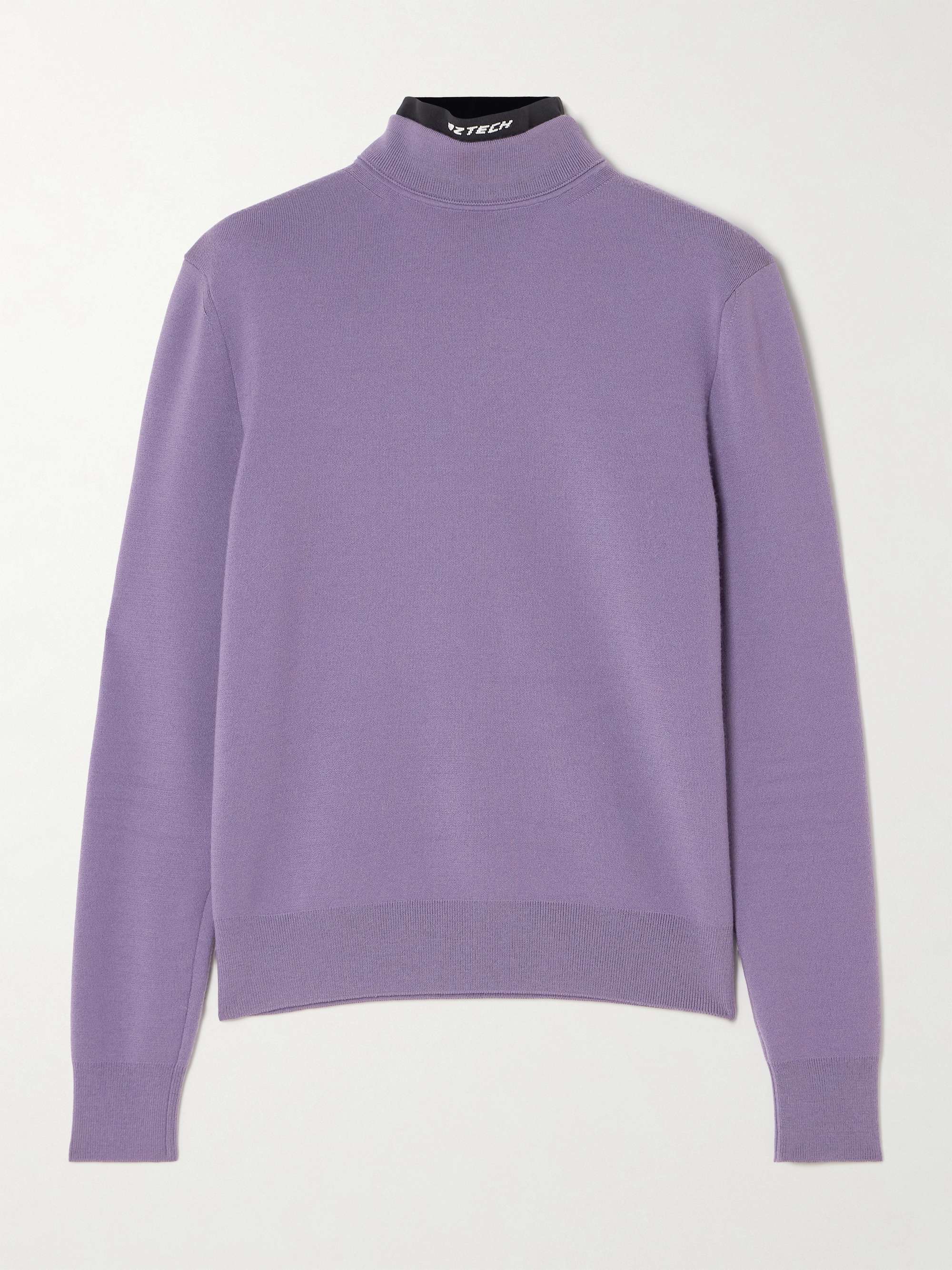 Etta layered jersey-trimmed wool turtleneck sweater view