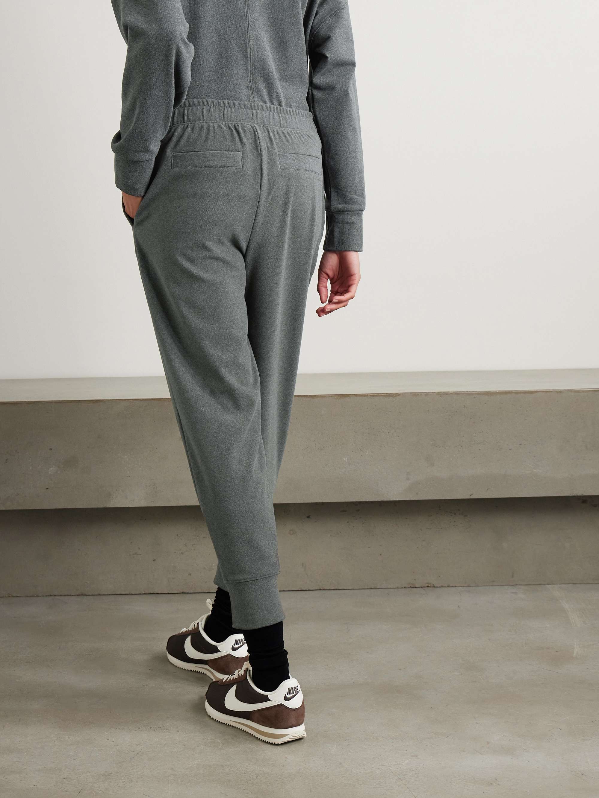 Brushed stretch-jersey tapered track pants view
