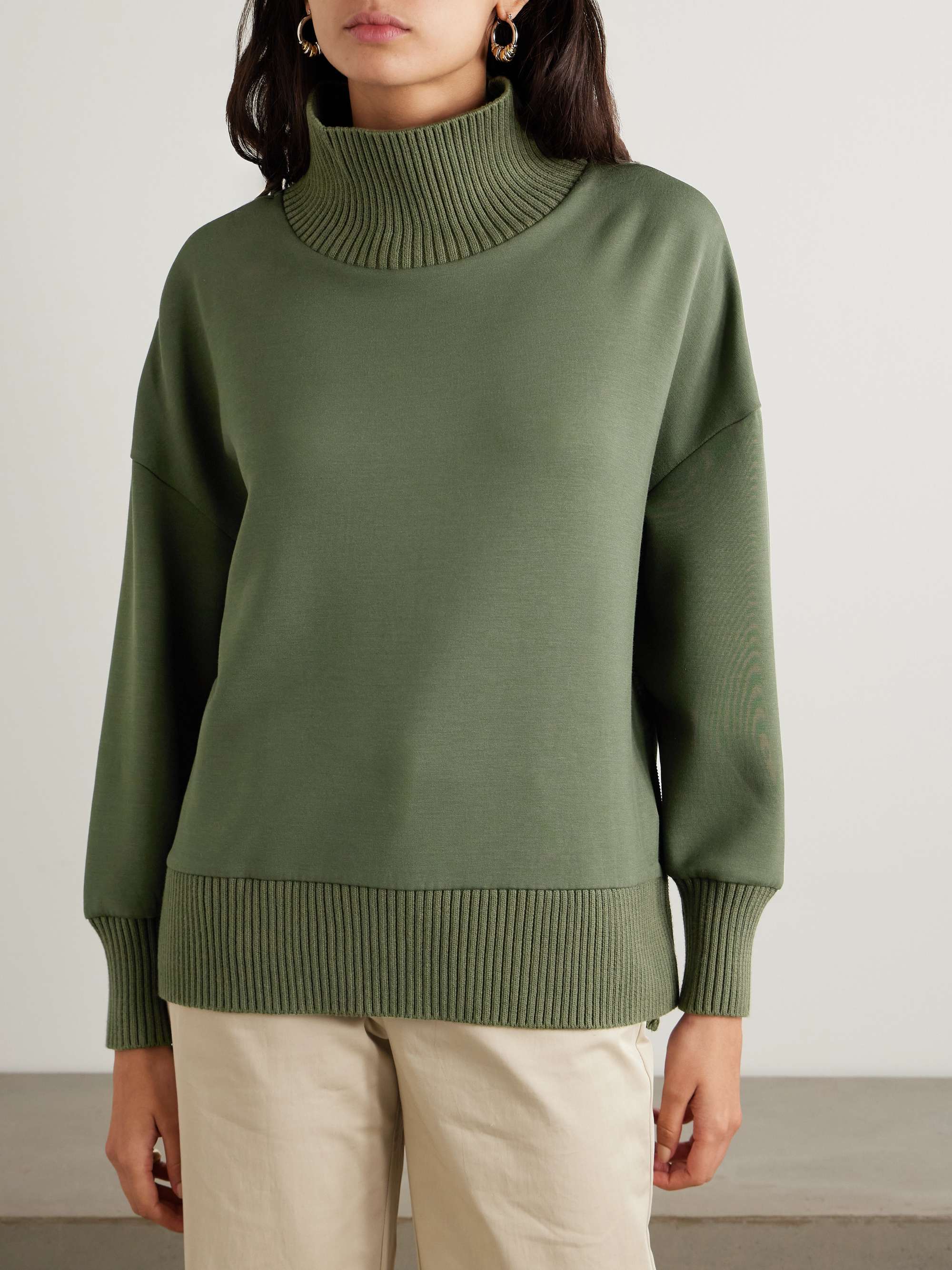 Barker oversized zip-detailed cotton turtleneck sweater view