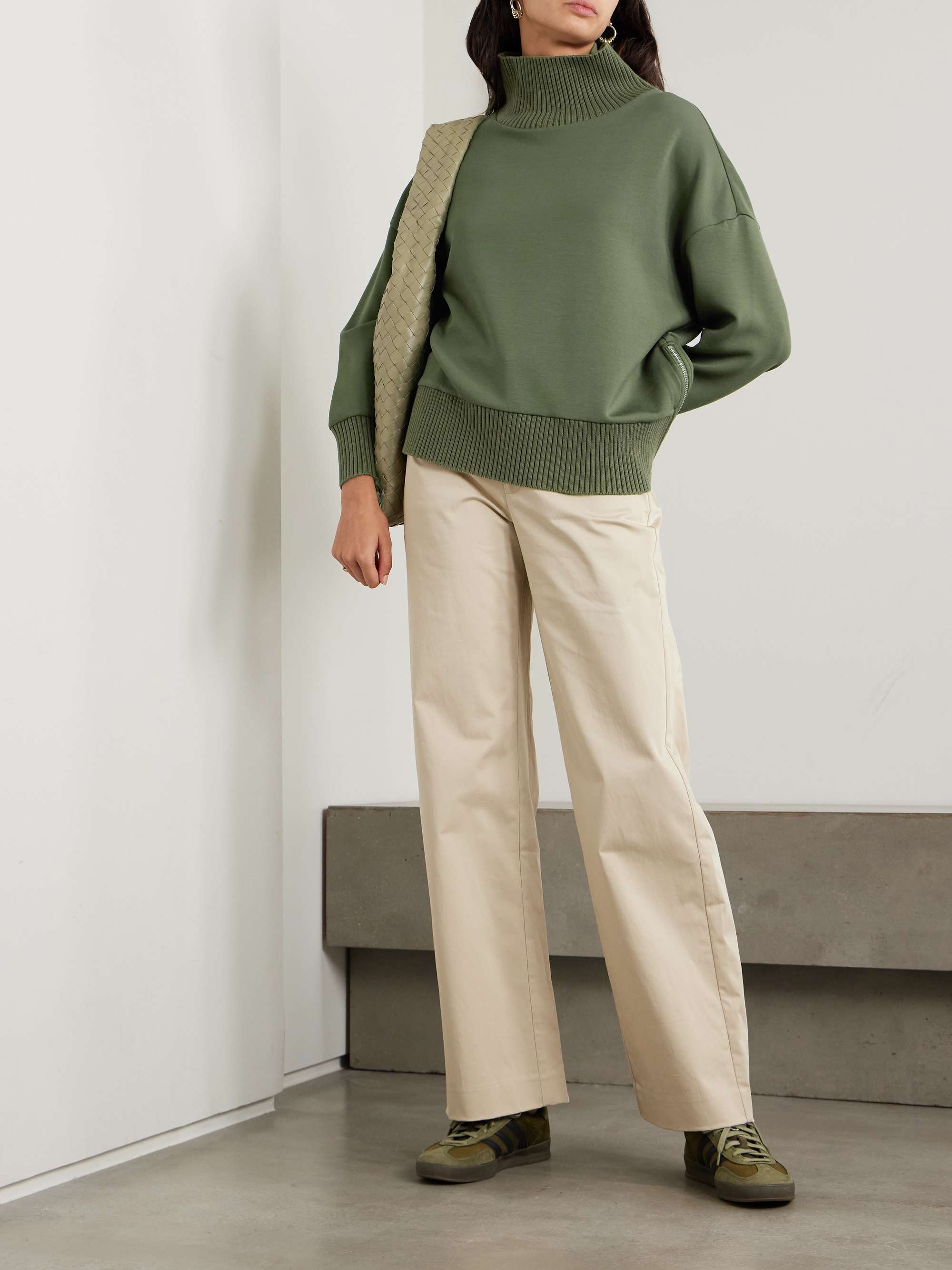 Barker oversized zip-detailed cotton turtleneck sweater view
