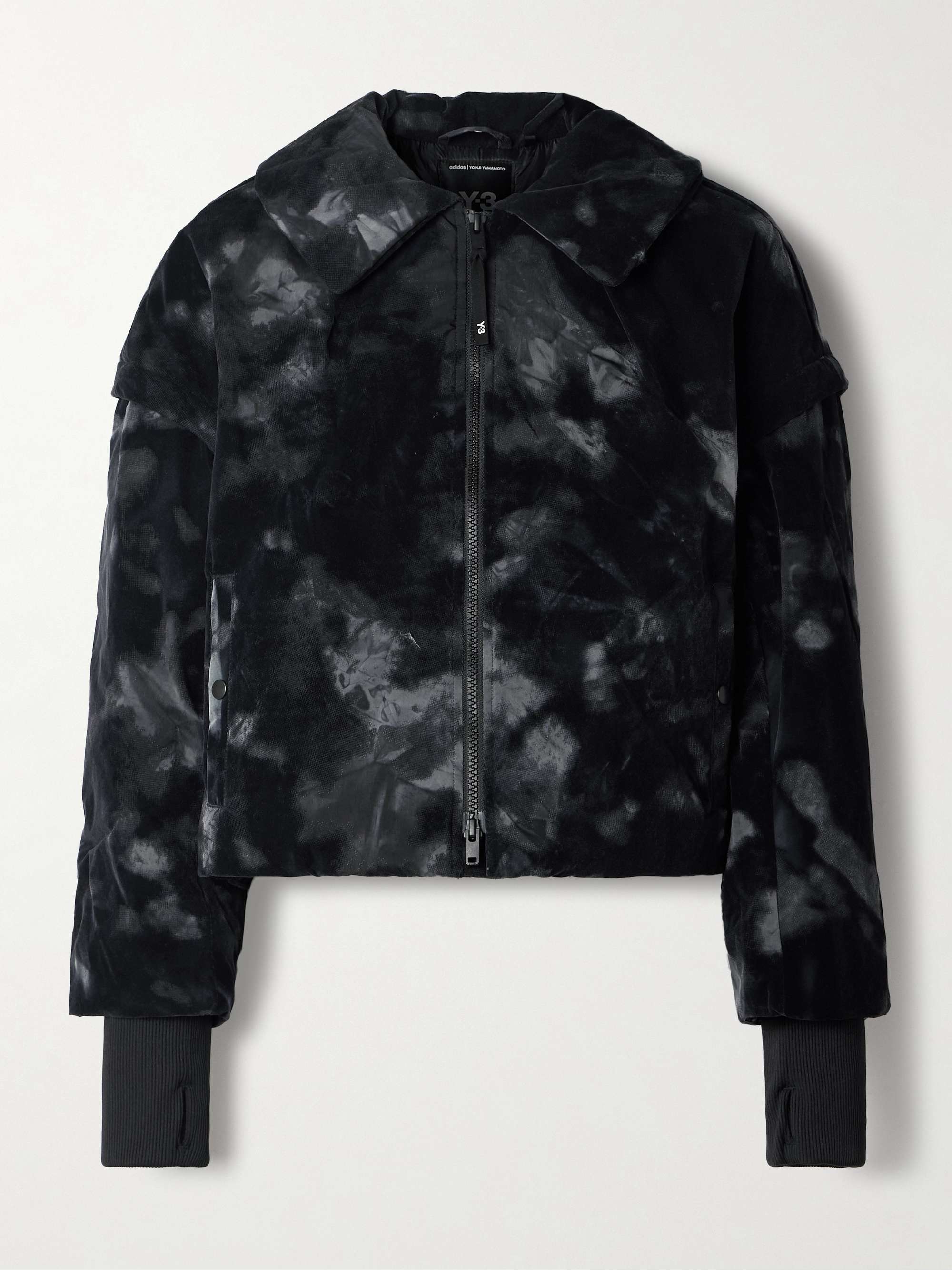 + Y-3 cropped padded flocked shell jacket view