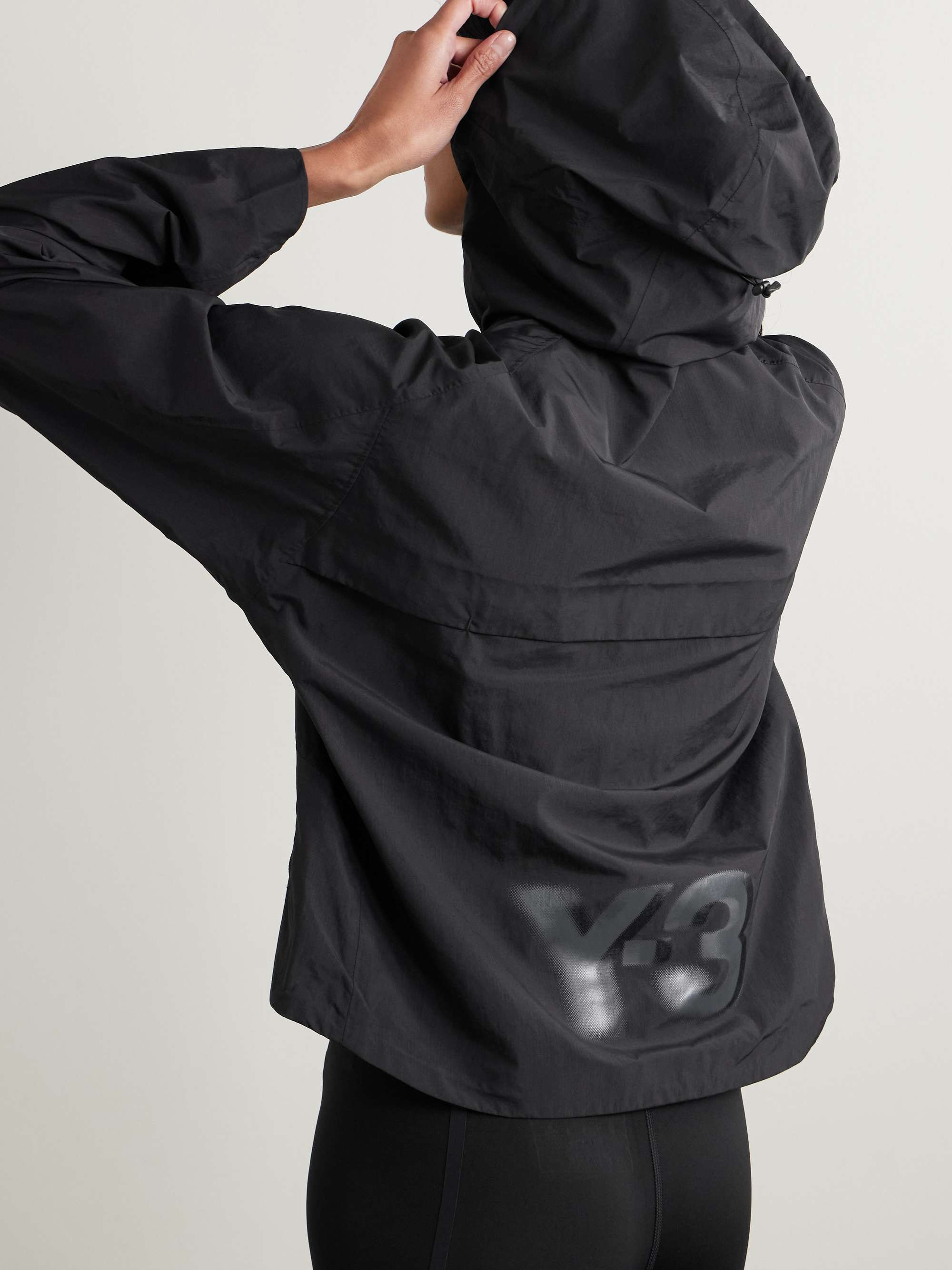 + Y-3 cropped printed shell hooded jacket view