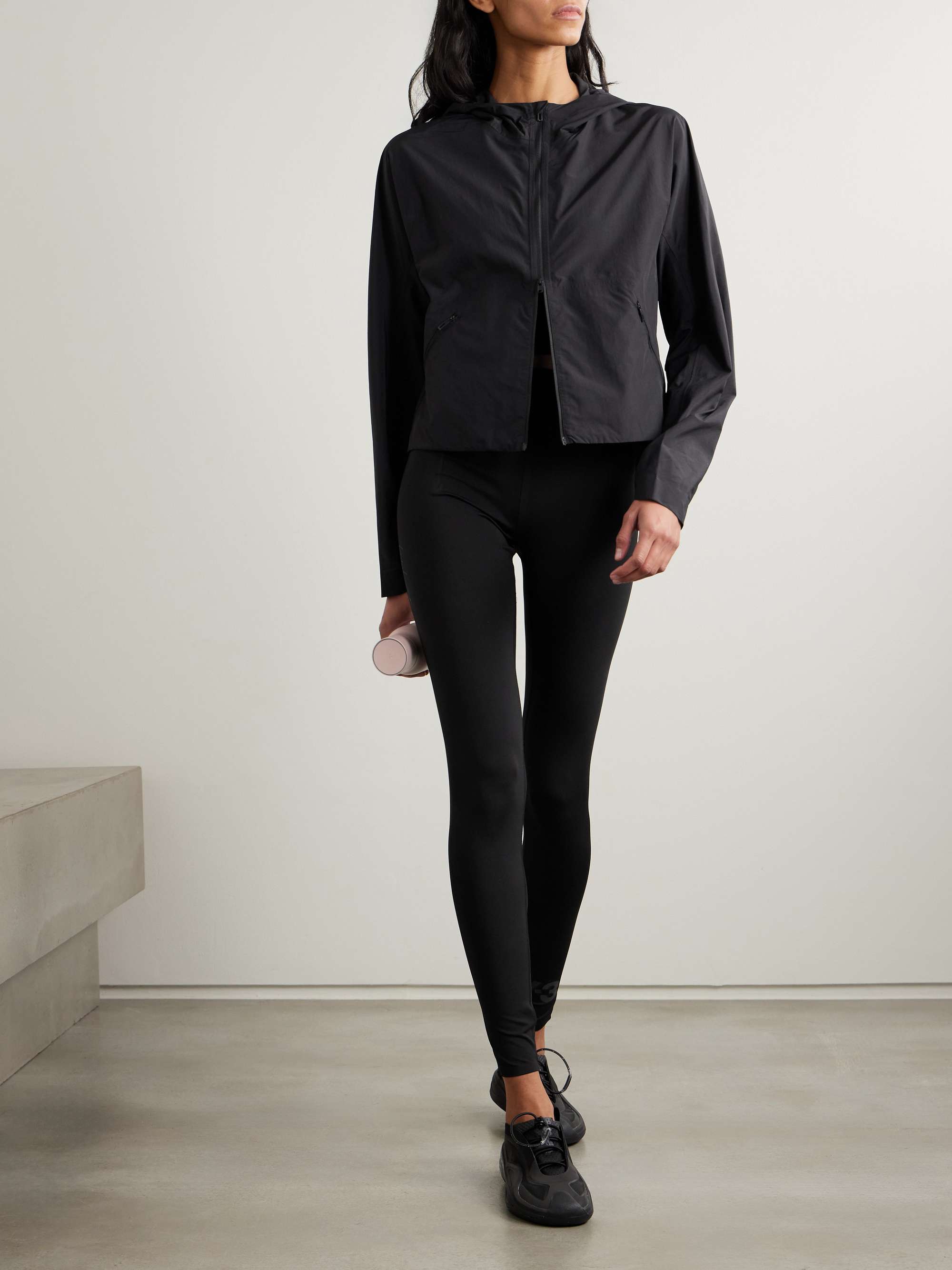+ Y-3 cropped printed shell hooded jacket view