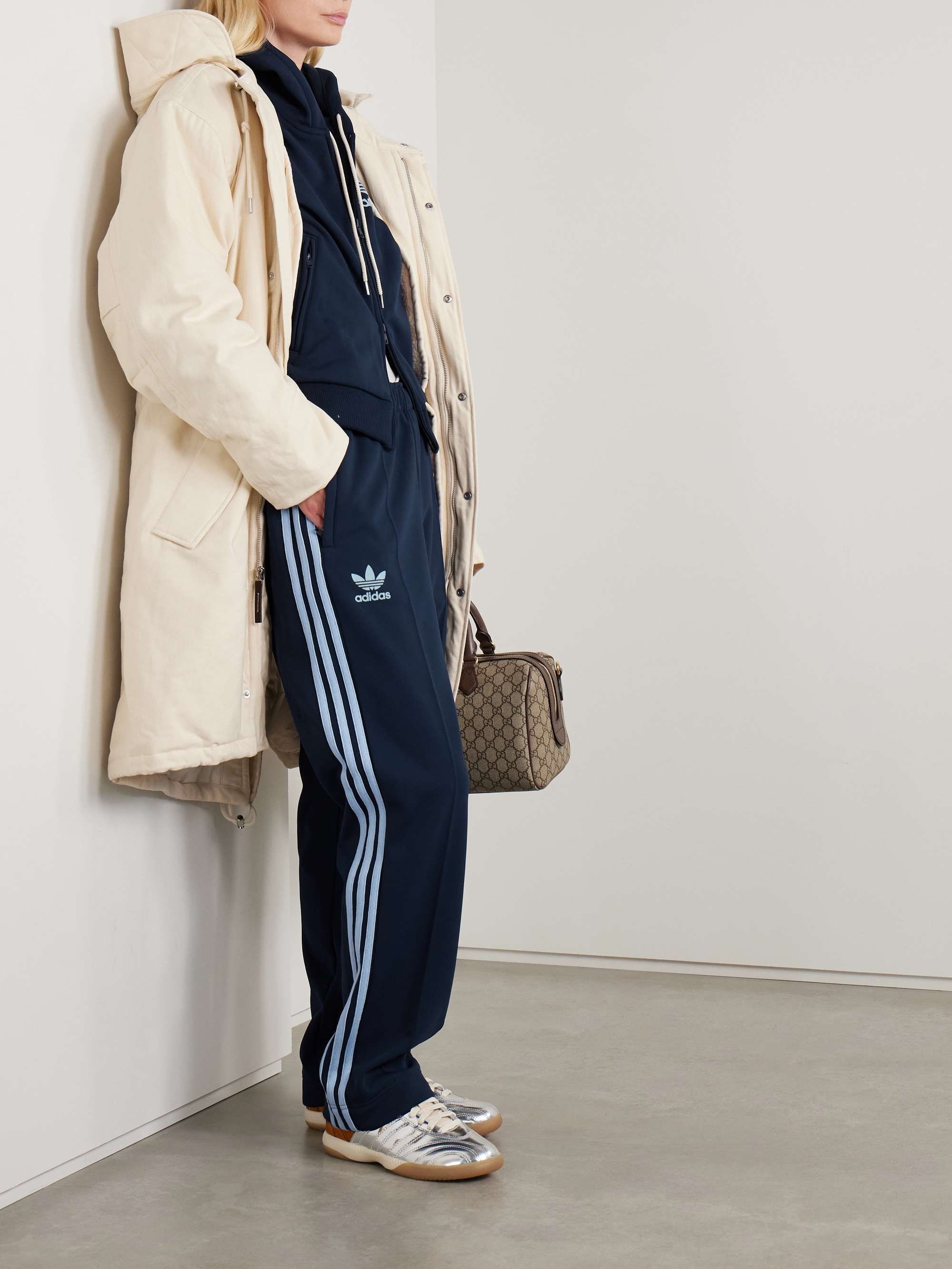+ Wales Bonner striped recycled-jersey track pants view
