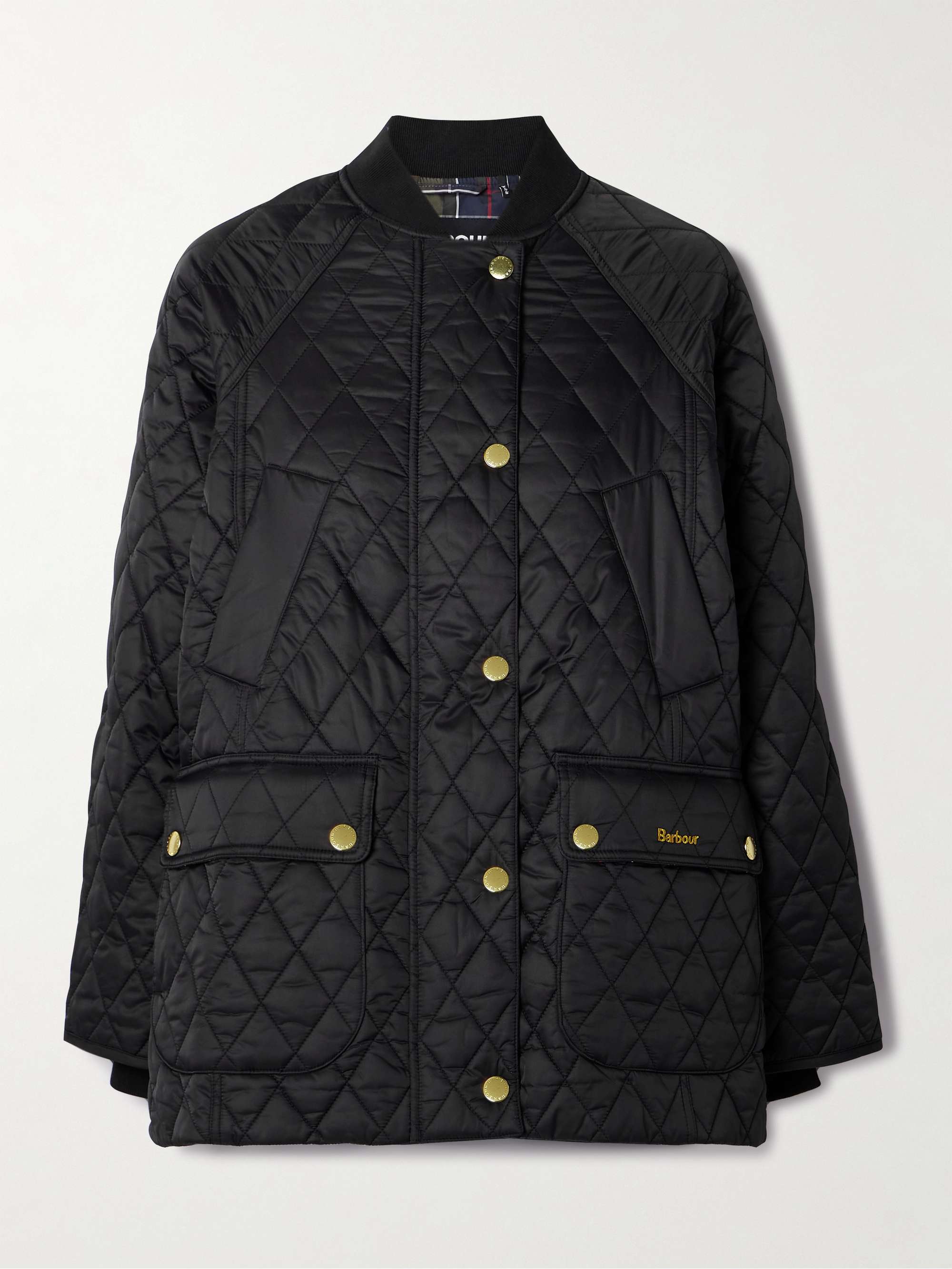 Embroidered padded quilted shell jacket view
