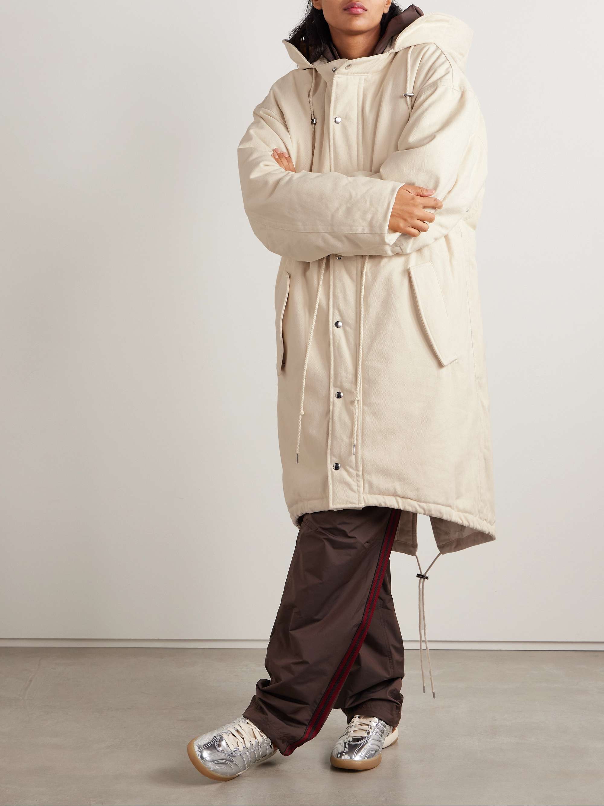 + Wales Bonner Coach hooded embroidered brushed recycled-twill coat view
