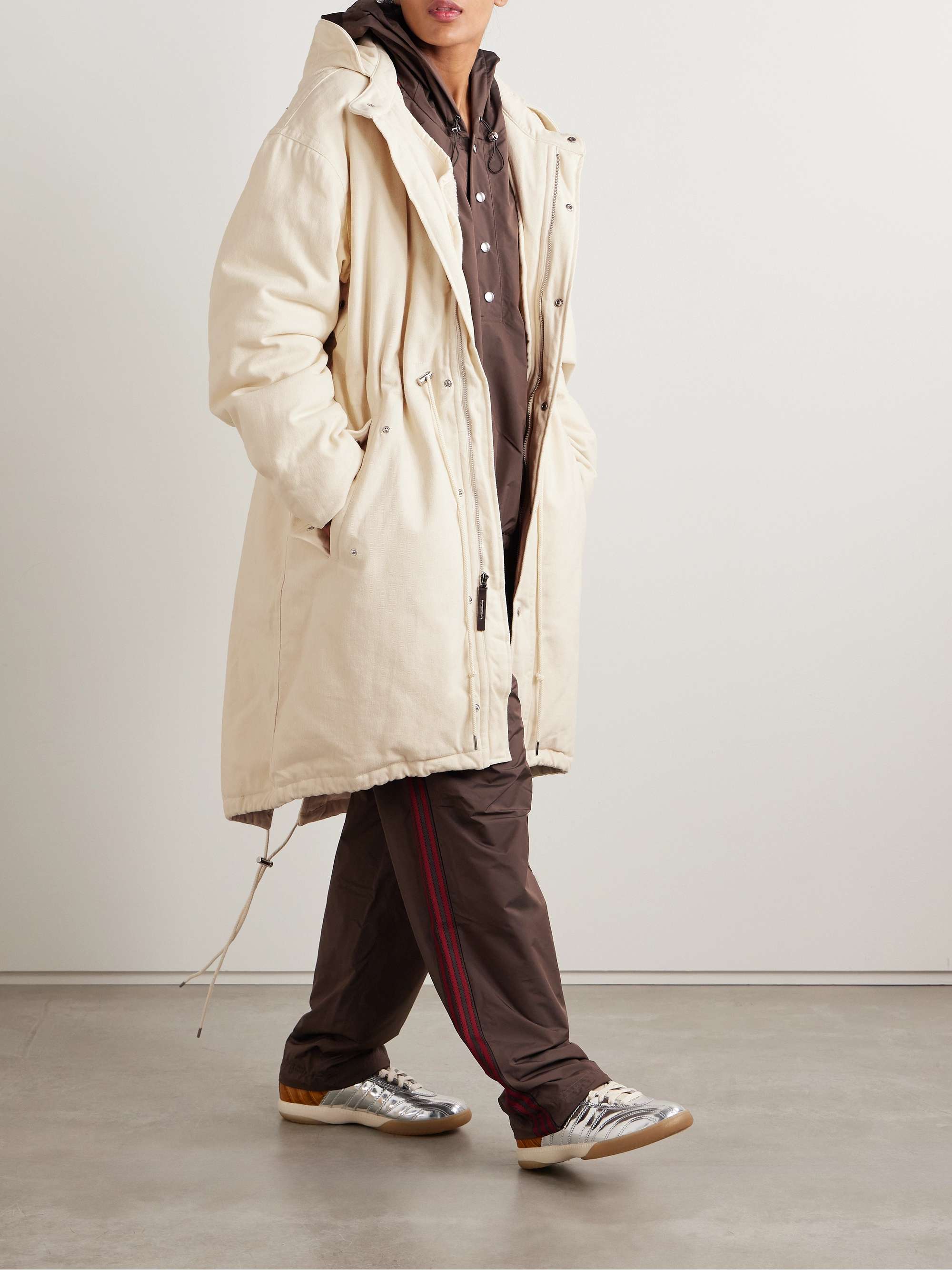 + Wales Bonner Coach hooded embroidered brushed recycled-twill coat view