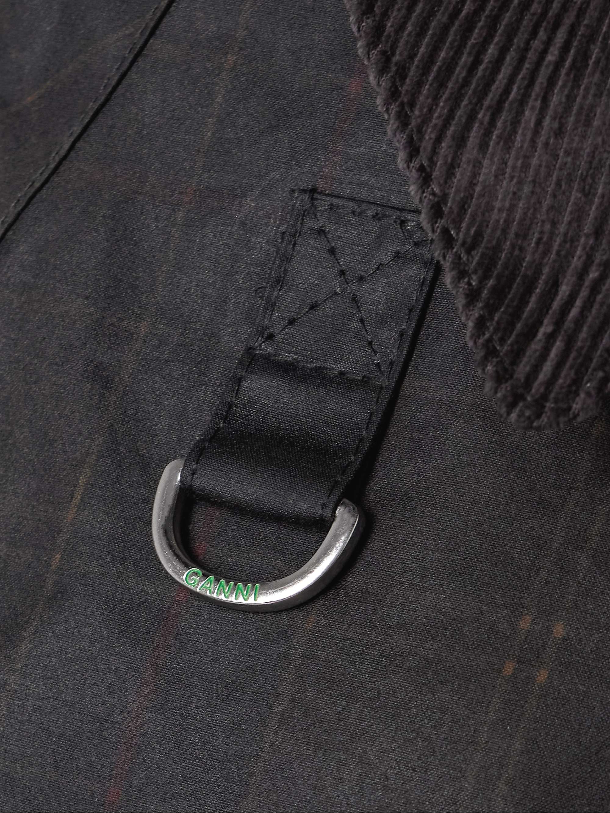+ GANNI corduroy-trimmed checked waxed-organic cotton jacket view