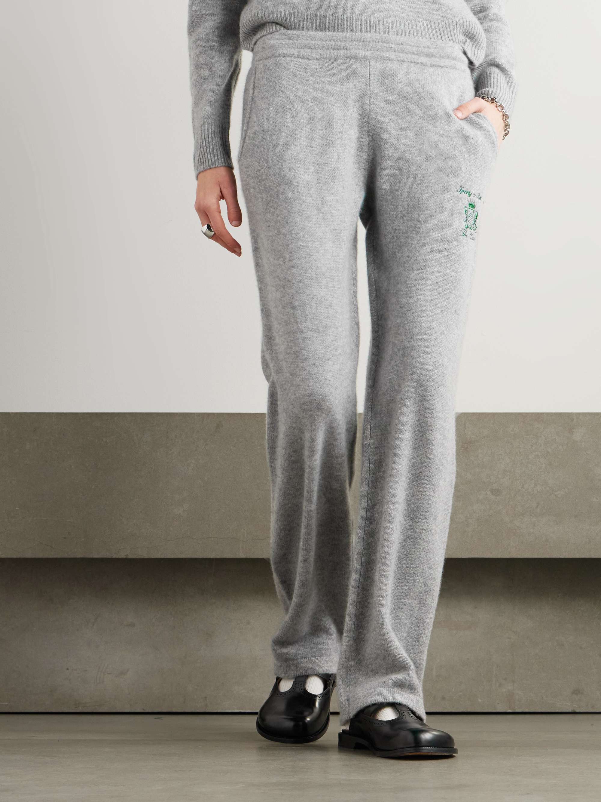 + The Carlyle embroidered cashmere and wool-blend straight-leg track pants view