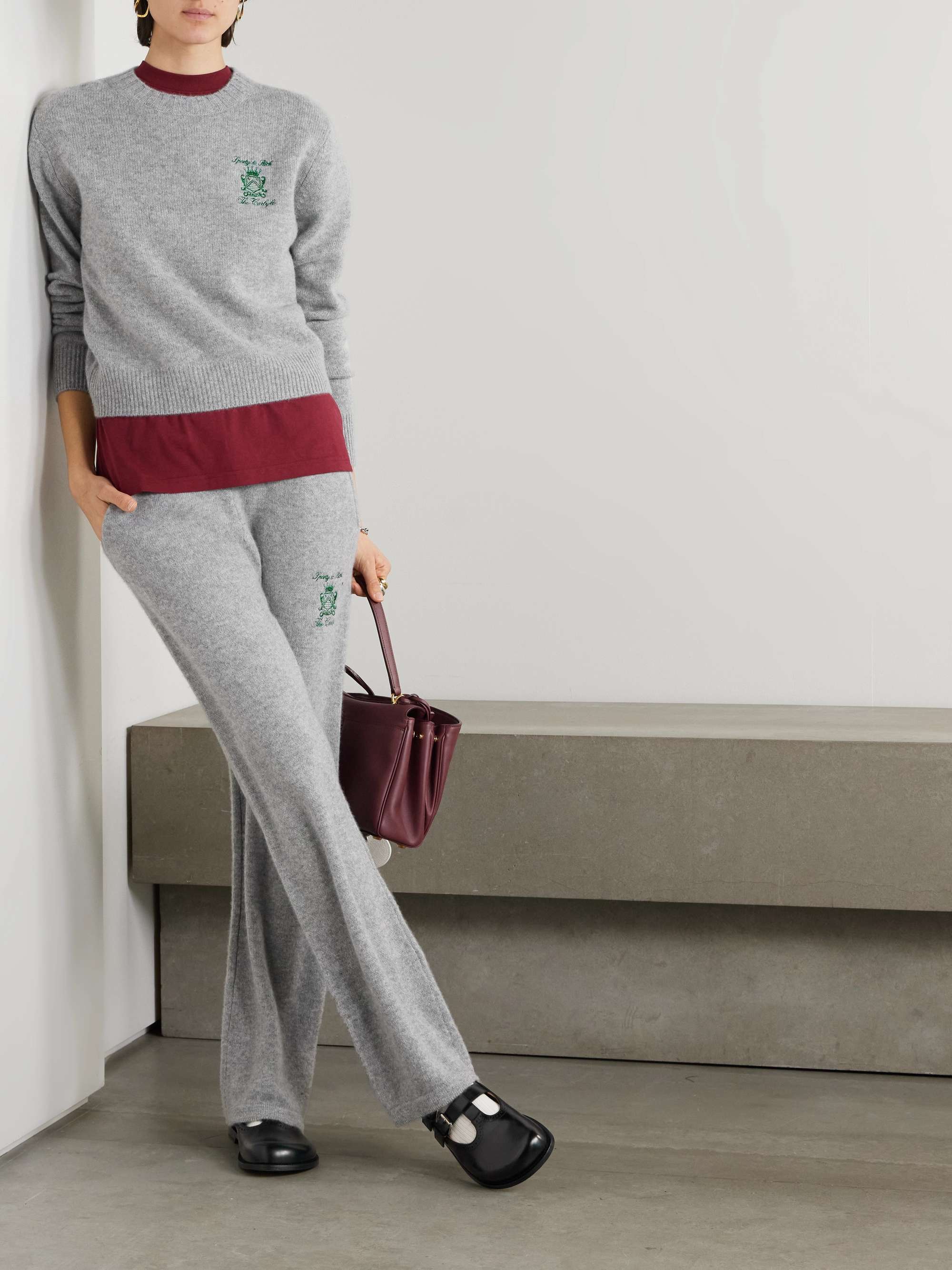 + The Carlyle embroidered cashmere and wool-blend straight-leg track pants view