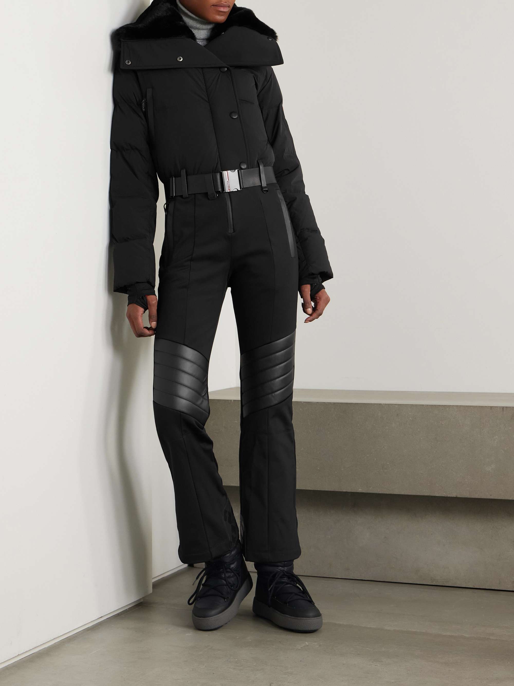 Love plush-trimmed belted quilted shell down ski suit view