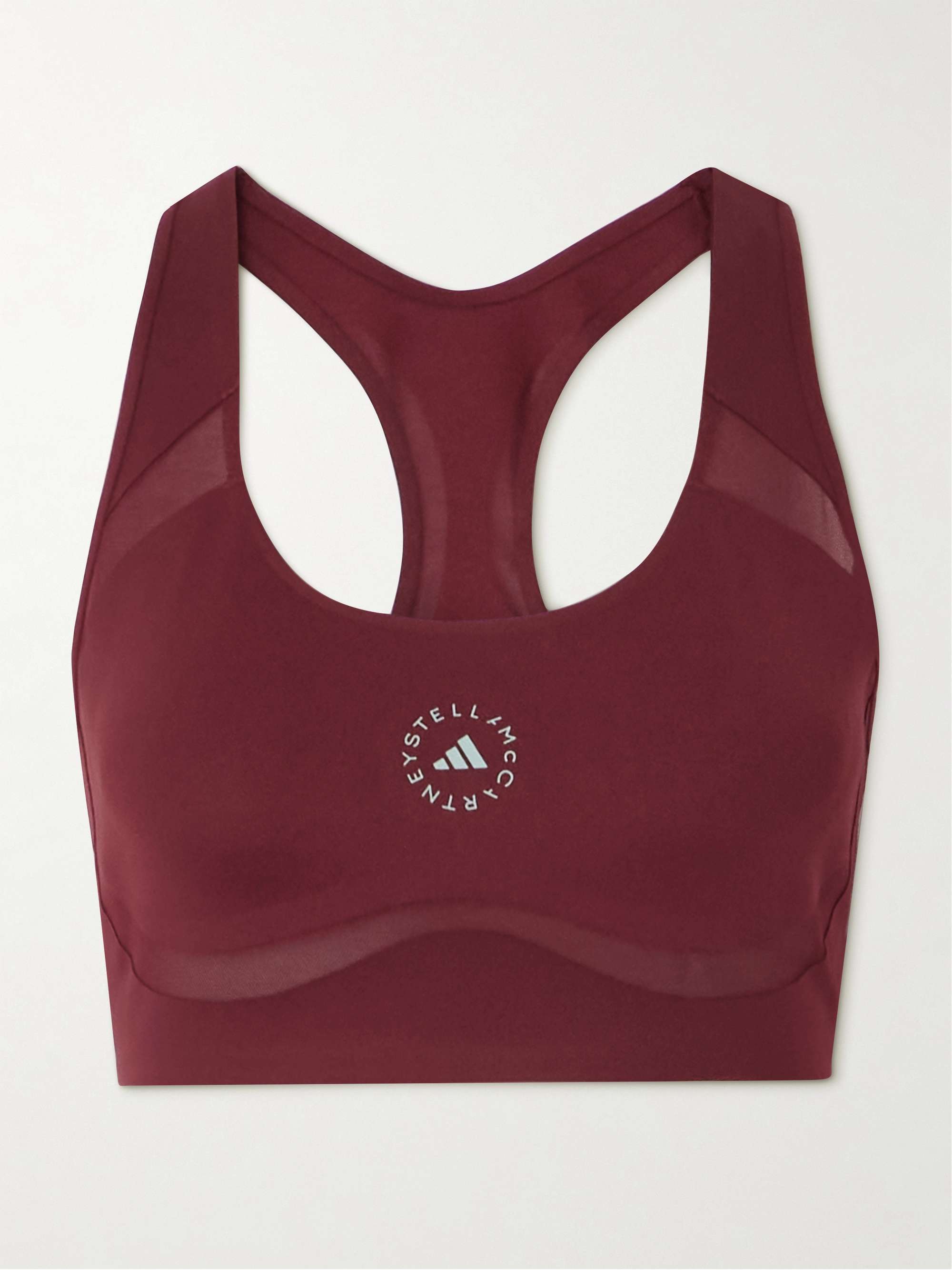 TruePurpose mesh-trimmed printed stretch recycled sports bra view
