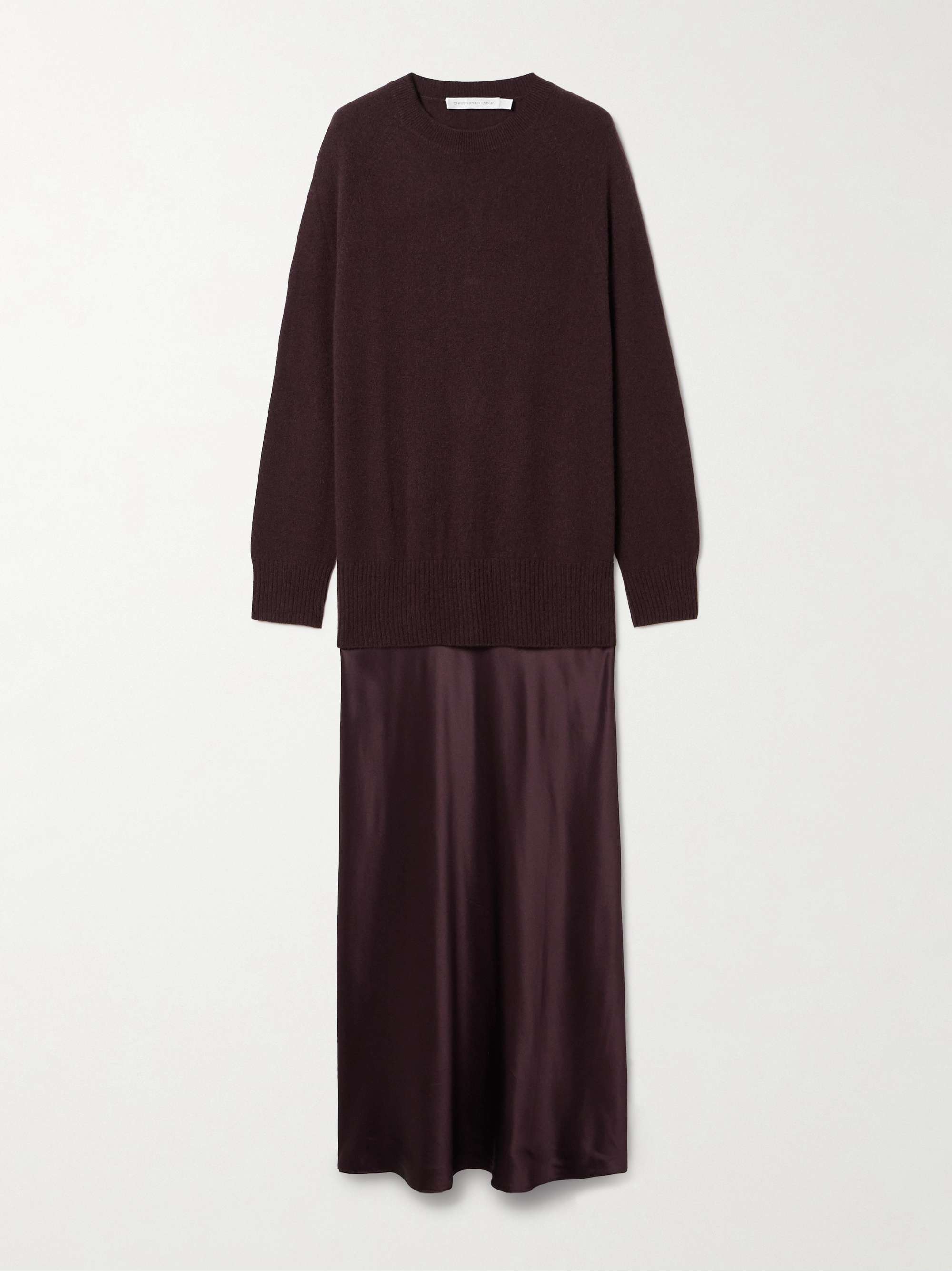 Monument cashmere and silk-satin maxi dress view